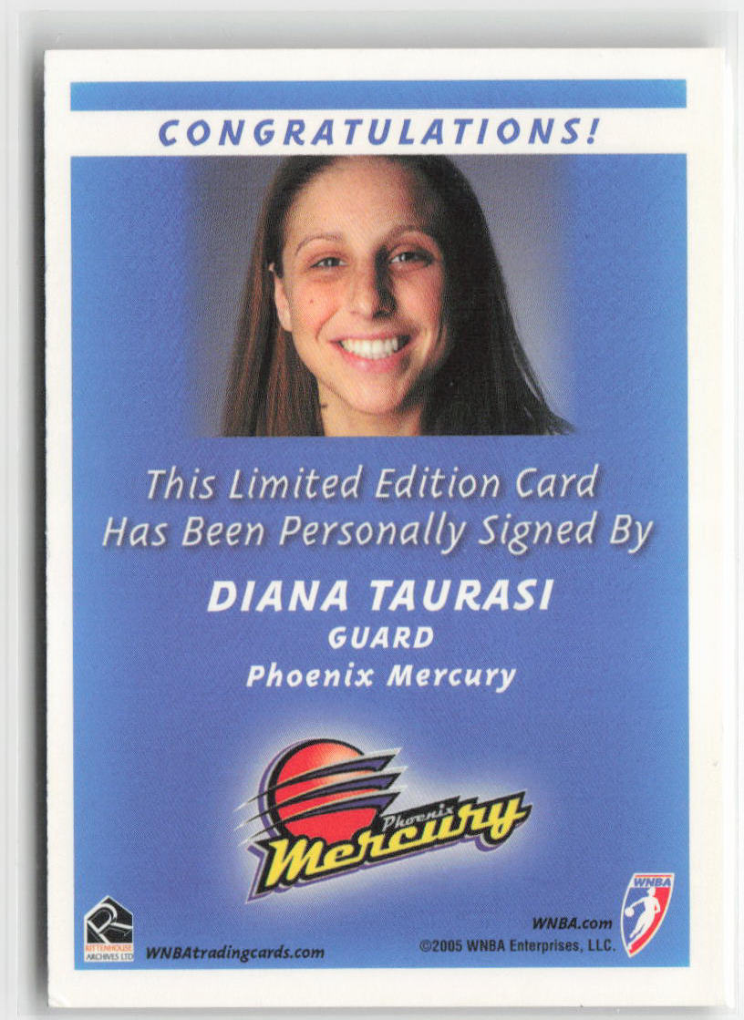 2005 WNBA Diana Taurasi Limited Edition Rookie Autograph Card #13 - Rare Collectible Basketball Memorabilia for Sports Fans and Card Collectors - Perfect for Display, Investment, and Gifting