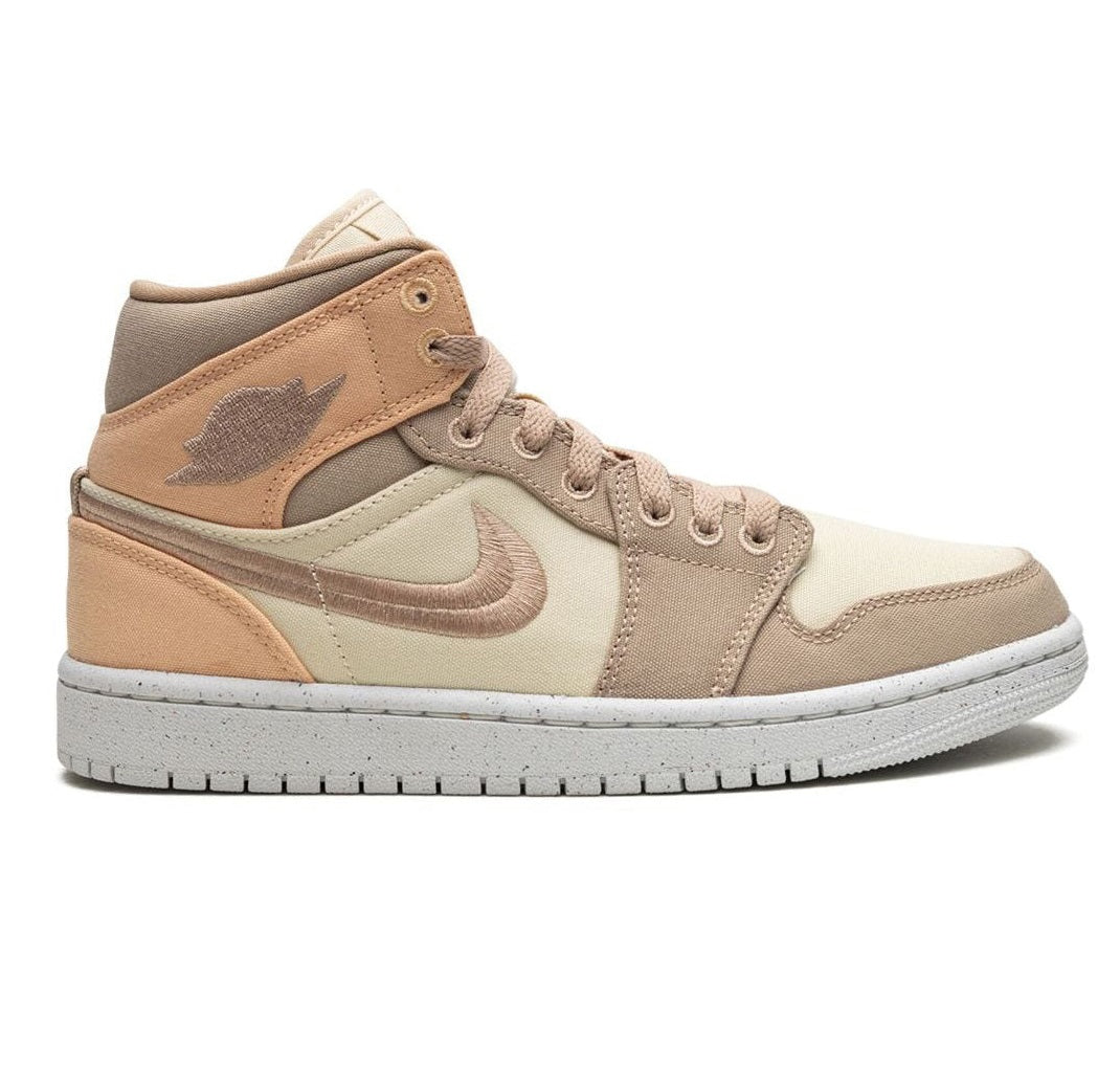 Nike Women's Air Jordan 1 Mid SE Sneakers - Brown/Sail/Desert Colorway - Casual & Athletic Shoes for Running, Gym, and Streetwear Fashion