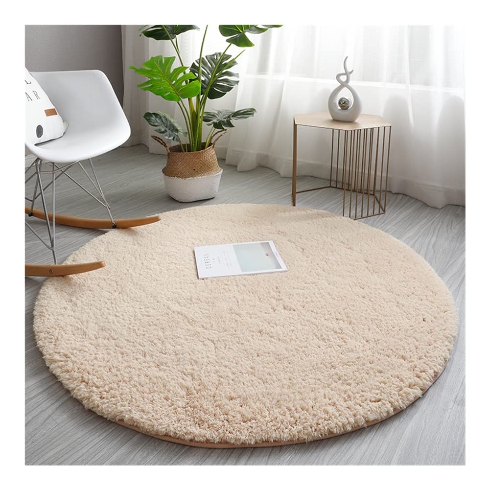 Soft Fluffy Round Area Rug - Plush Machine Washable Carpet for Living Room, Bedroom & Home Decor (63in/160cm) - Cozy Lounge, Nursery & Pet-Friendly Floor Mat