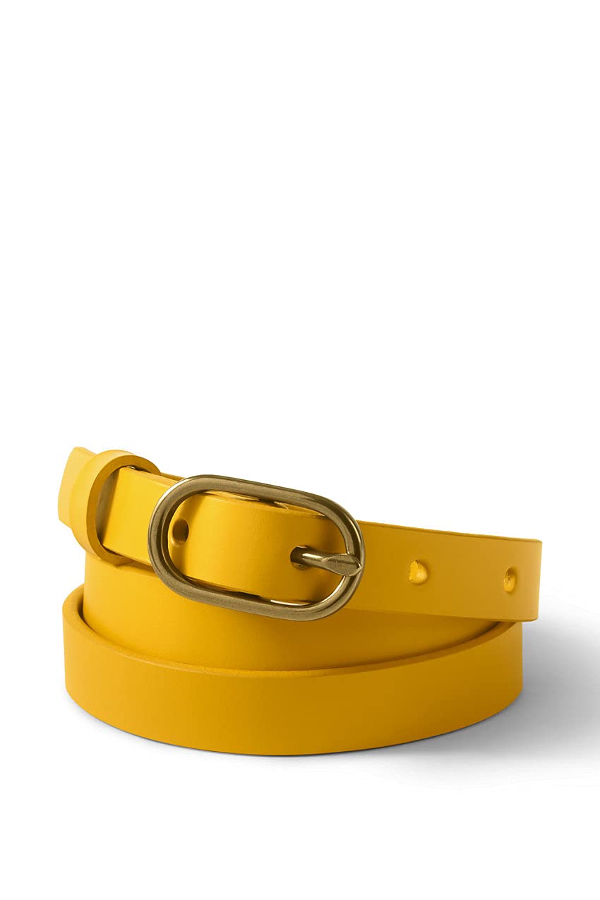 Lands' End Women's Skinny Leather Belt - Genuine Leather Dress Belt for Women - Perfect for Office, Casual Wear & Jeans