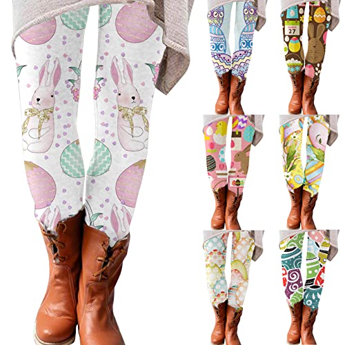 Women's Easter Egg Printed High Waist Seamless Leggings - Stretchy Digital Print Yoga Pants for Workout, Running & Easter Celebrations