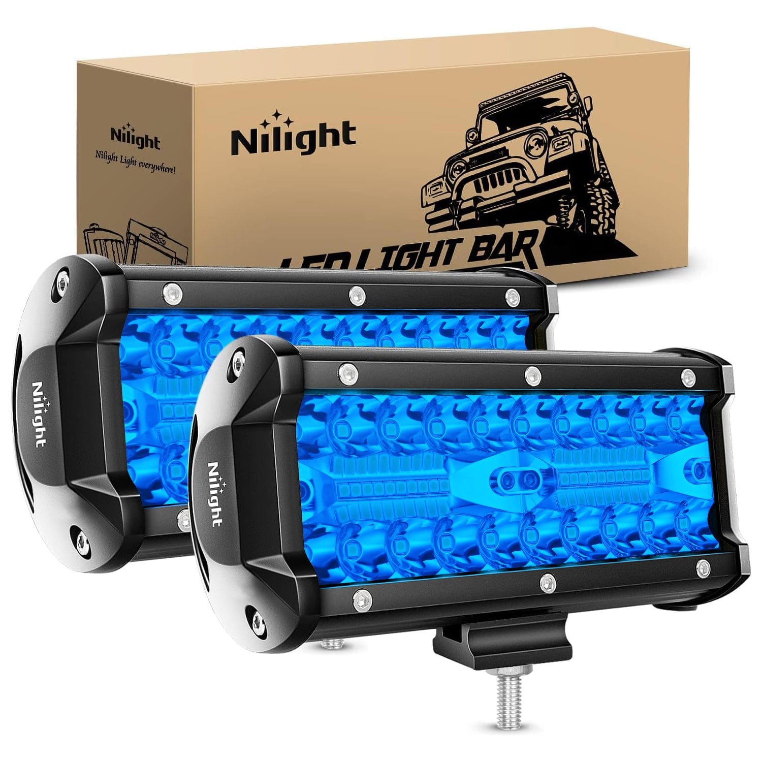 6.5 Inch 120W Triple Row Spot Blue LED Light Pods for Off-Road Trucks, ATVs, UTVs - Waterproof & Durable Auxiliary Lighting for Night Driving, Hunting, Camping