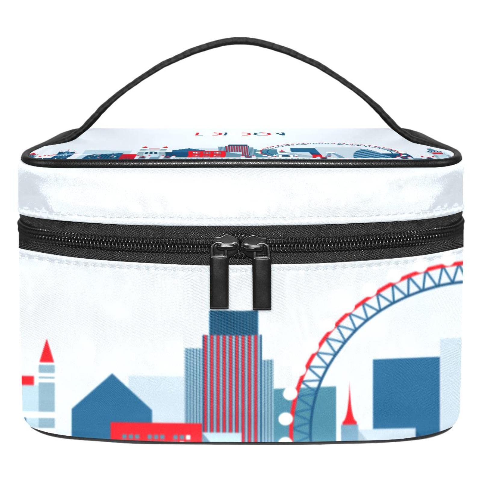 Vintage British Flag London Bus Makeup Bag - Waterproof Travel Cosmetic Case for Toiletries & Cosmetics | Perfect for Travel, Gym, and Daily Use