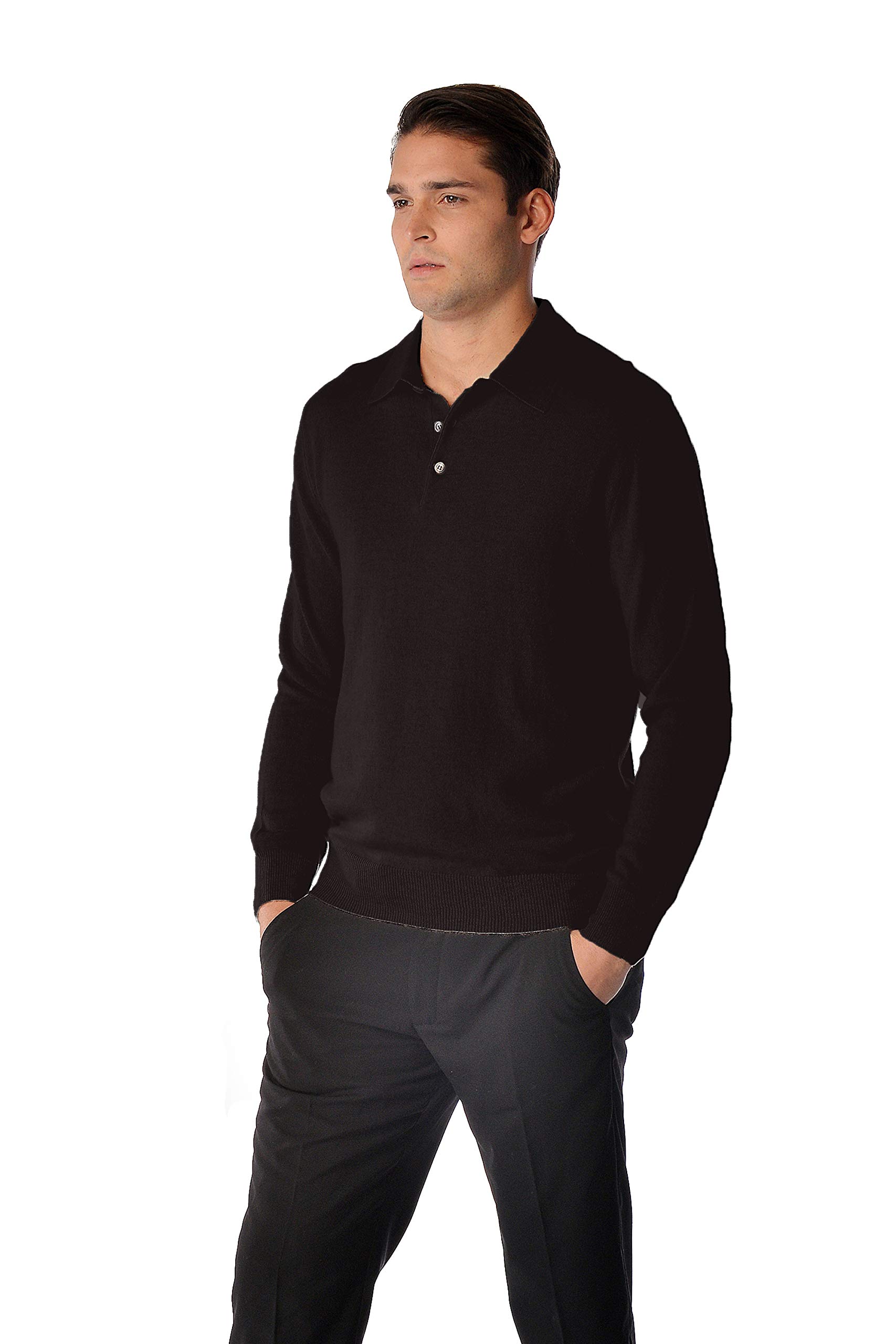 100% Pure Cashmere Men's Polo Neck Sweater - Soft, Lightweight & Warm Long Sleeve Pullover for Business Casual & Winter Wear | Luxury Cashmere Boutique Collection