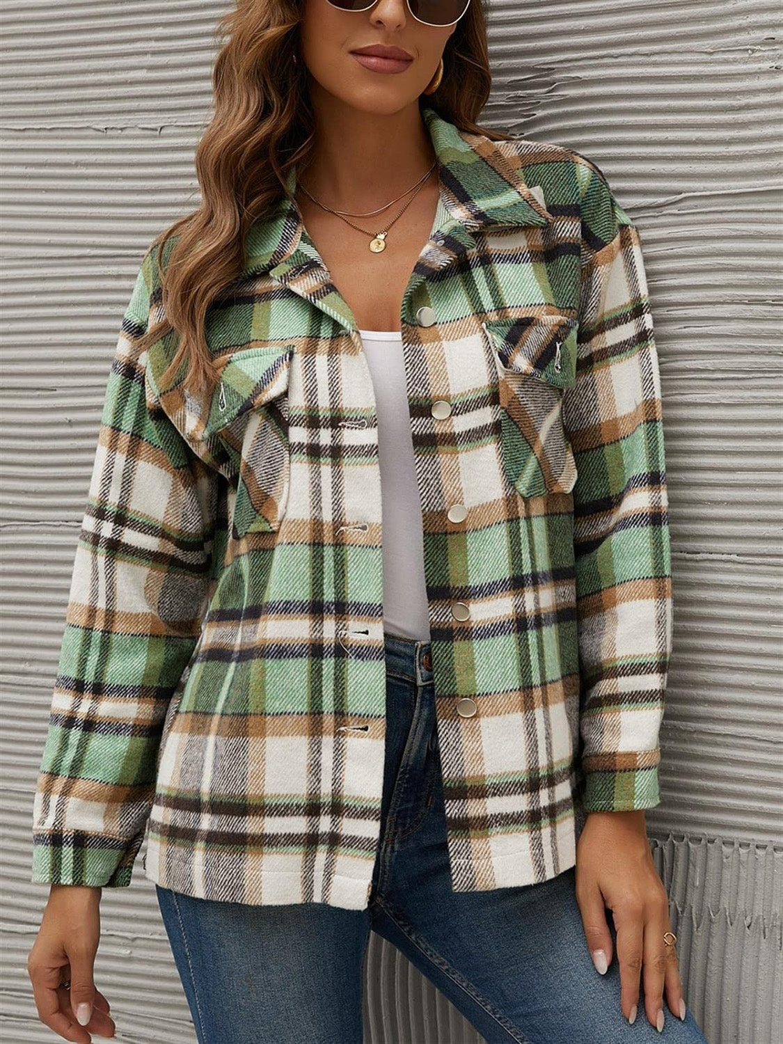 Stylish Plaid Collared Long Sleeve Jacket for Men & Women - Perfect for Fall Outfits, Office Wear & Casual Dates