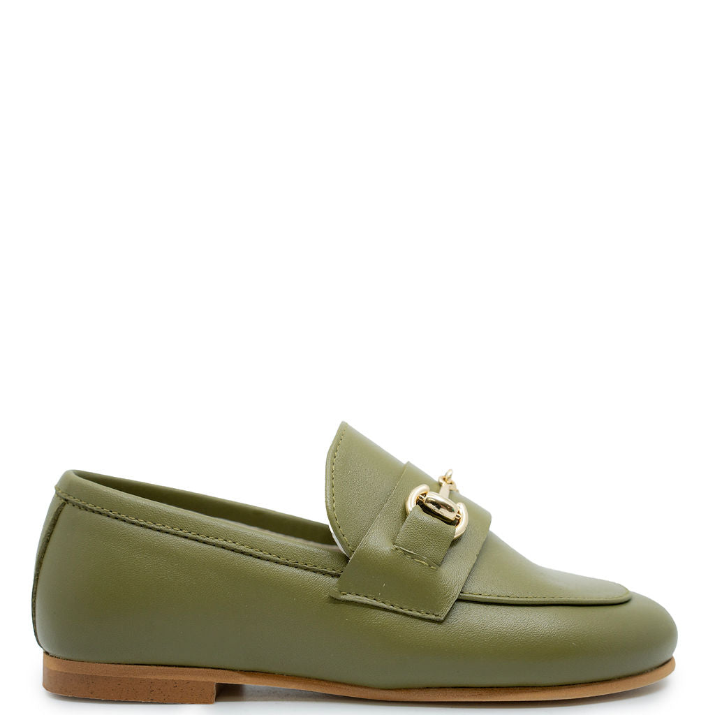 Sonatina Olive Buckle Loafer Shoes for Women - Comfortable Slip-On Casual Flats with Decorative Buckle - Perfect for Office, Travel & Everyday Wear