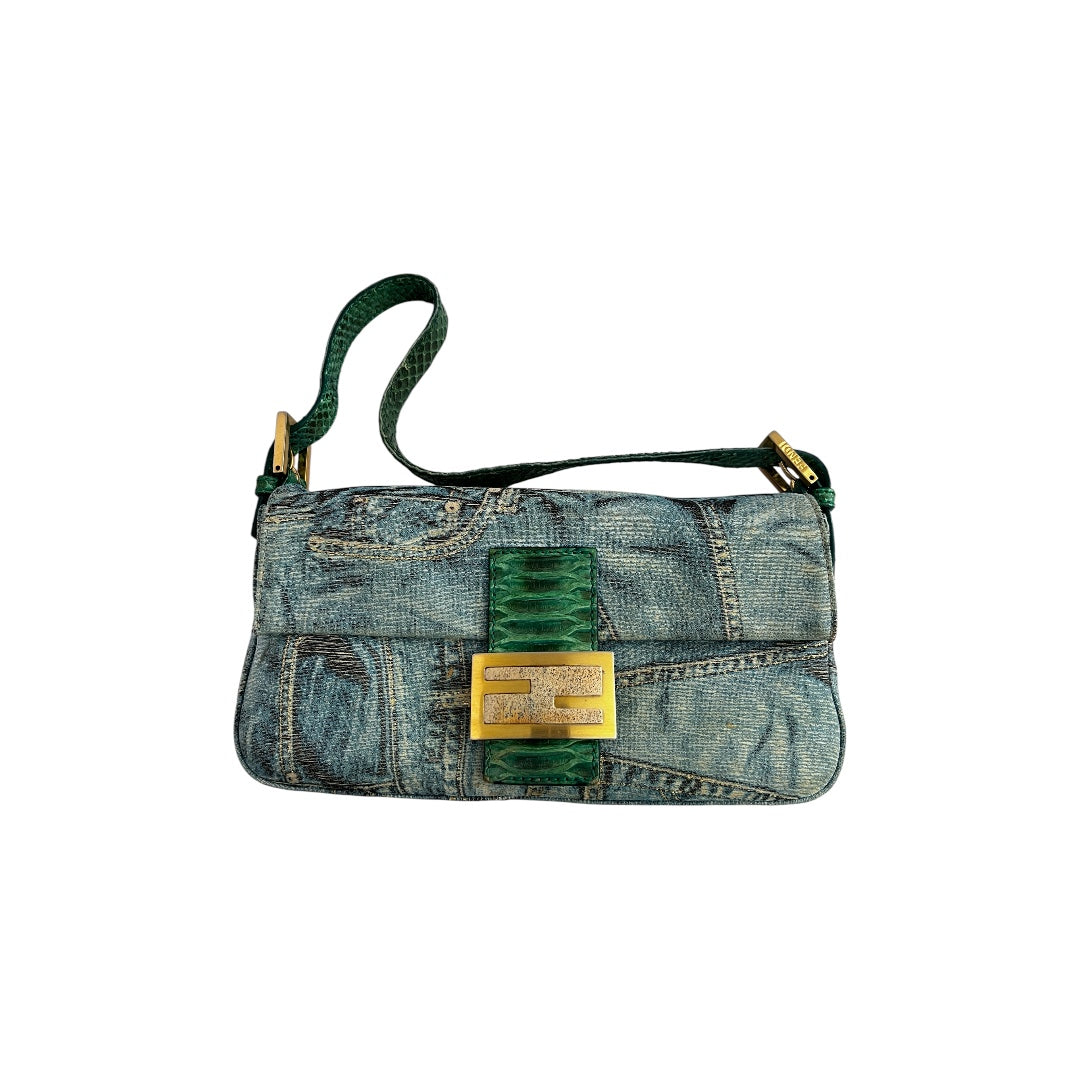 Fendi Limited Edition Denim Baguette Shoulder Bag - Vintage Designer Handbag for Women | Perfect for Casual Outings, Date Nights & Fashion Events