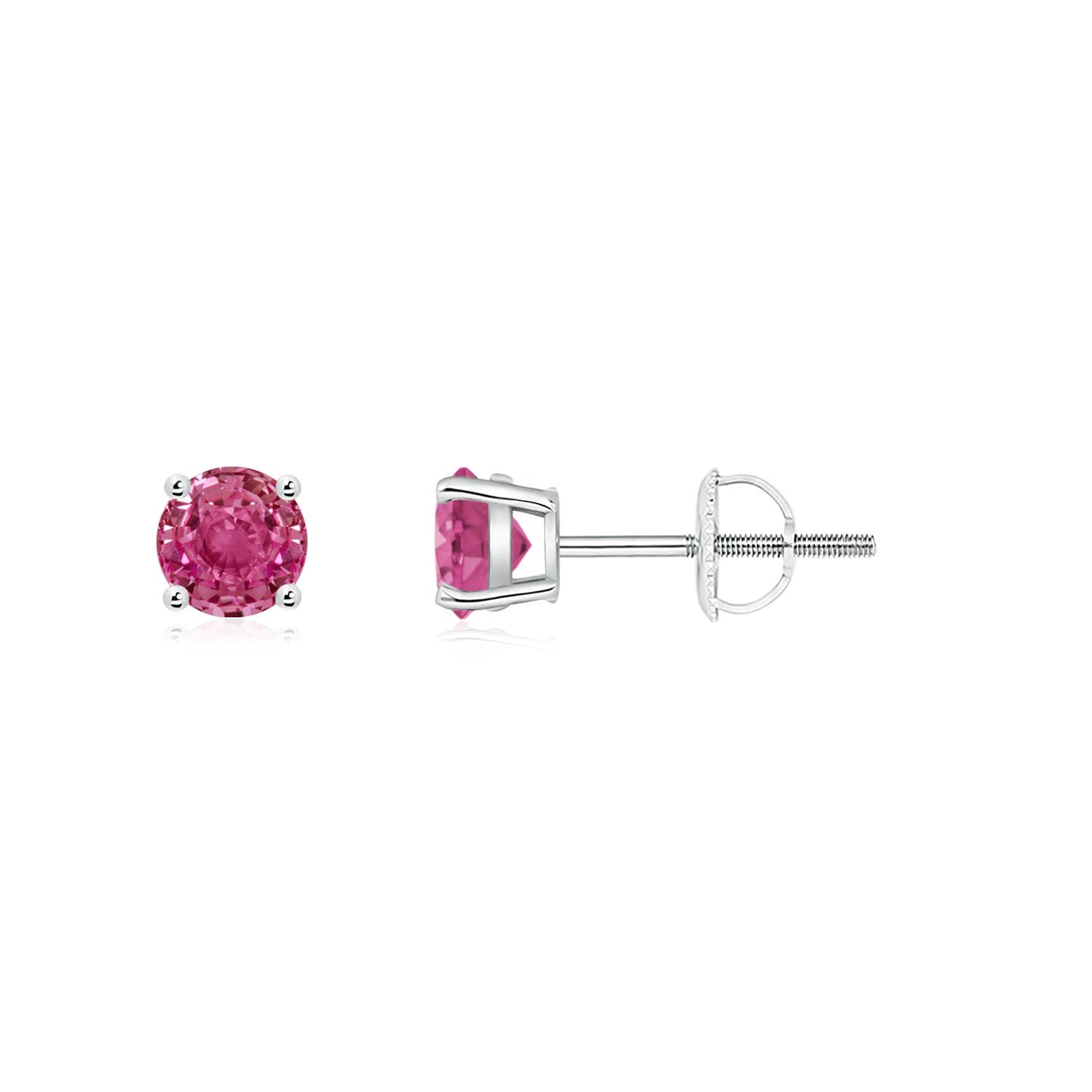 Natural Pink Sapphire Stud Earrings for Women - 14K Solid Gold/Platinum Solitaire September Birthstone Jewelry | Perfect Gift for Birthday, Wedding, Anniversary | Elegant for Everyday Wear, Office & Special Occasions