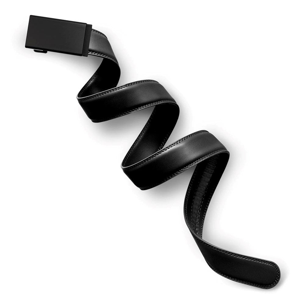 Mission Belt - Polymer Buckle Black & Black 35mm Genuine Leather Belt for Men | Stylish Dress & Casual Wear | Perfect for Office, Wedding & Everyday Use