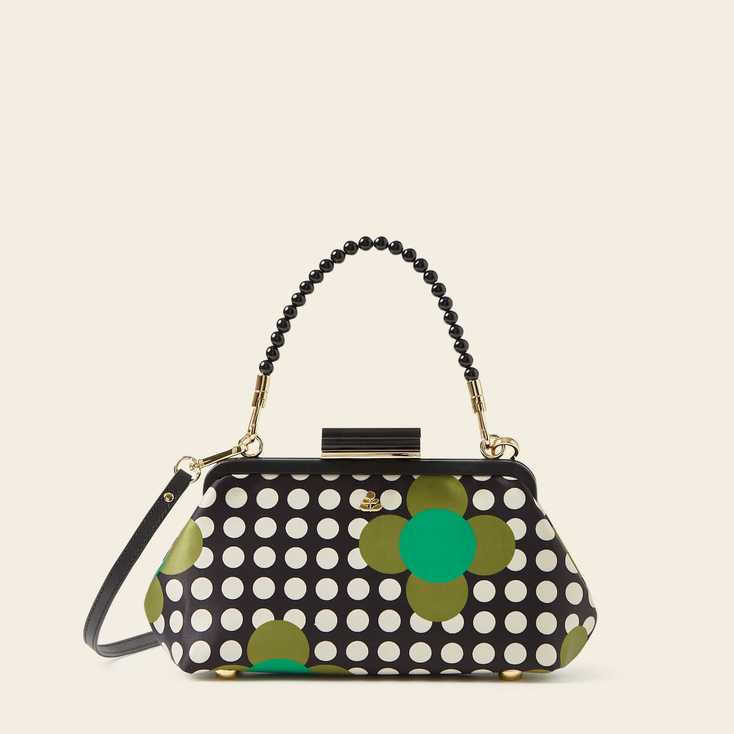 Jenny D Clutch Bag with Jewel Flower and Polka Dot Design - Elegant Evening Purse for Parties, Weddings & Special Occasions
