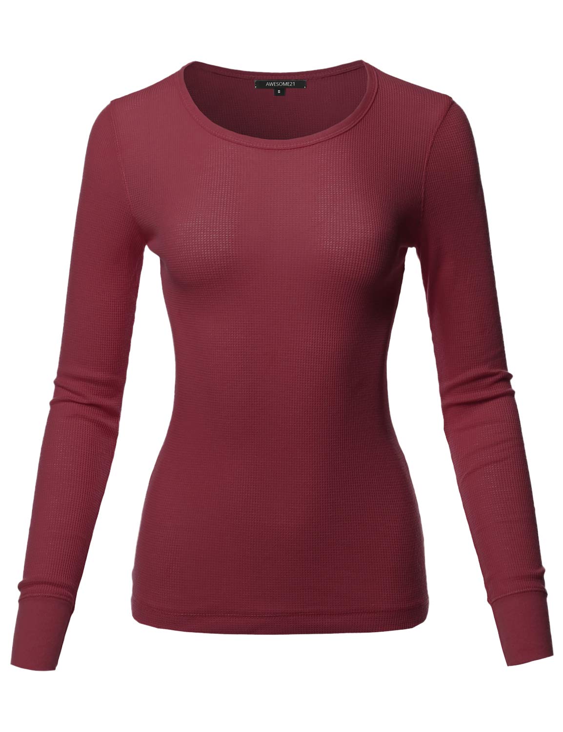 Emma Women's Casual Solid Basic Crew Neck Long Sleeve Thermal Top - Warm Winter Layering Shirt for Work, Travel & Everyday Comfort