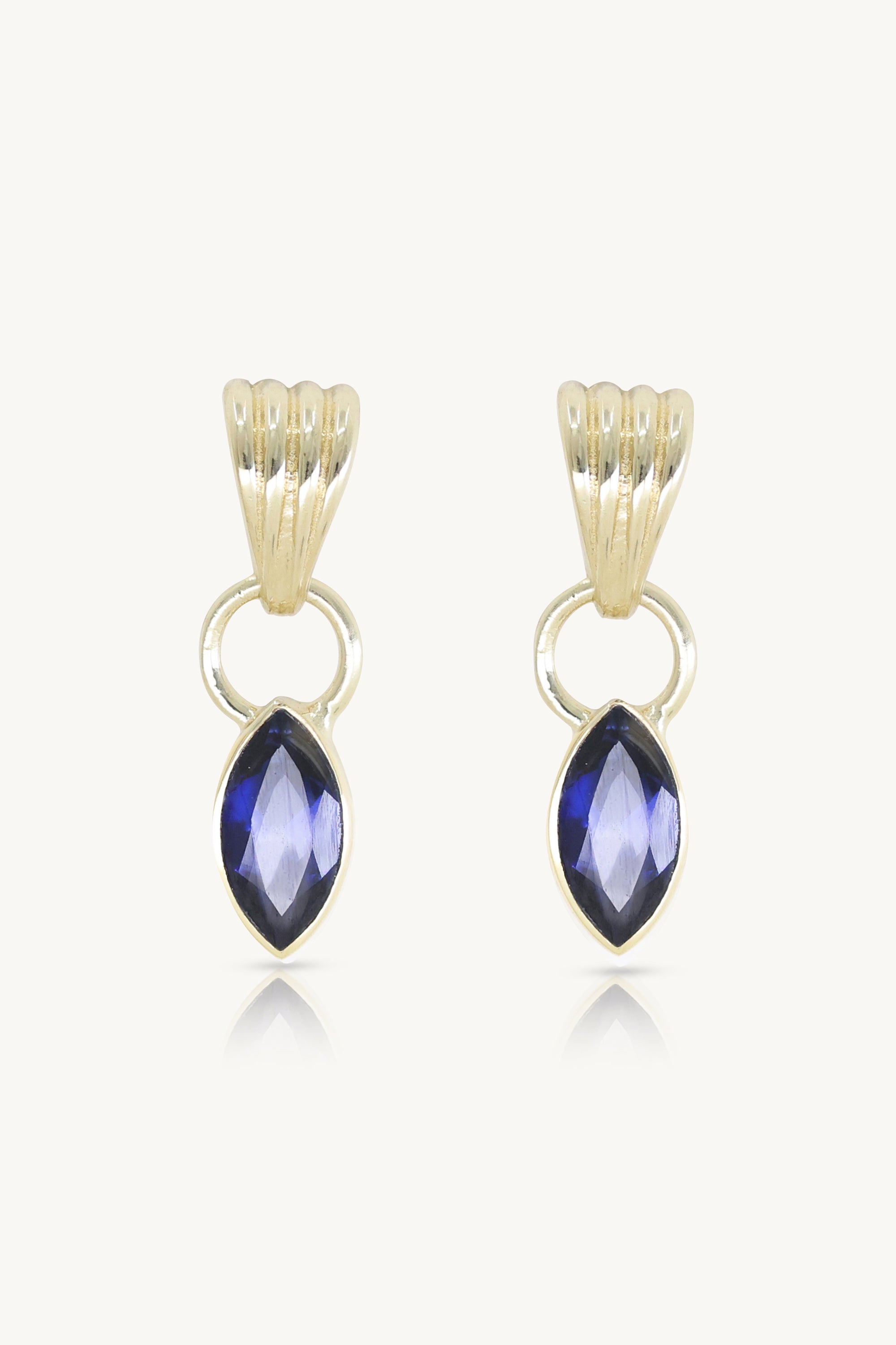 Camille Sapphire Gold Earrings for Women – 14K Solid Gold Stud Earrings with Genuine Sapphire Gemstone – Perfect for Weddings, Anniversaries & Gift Giving