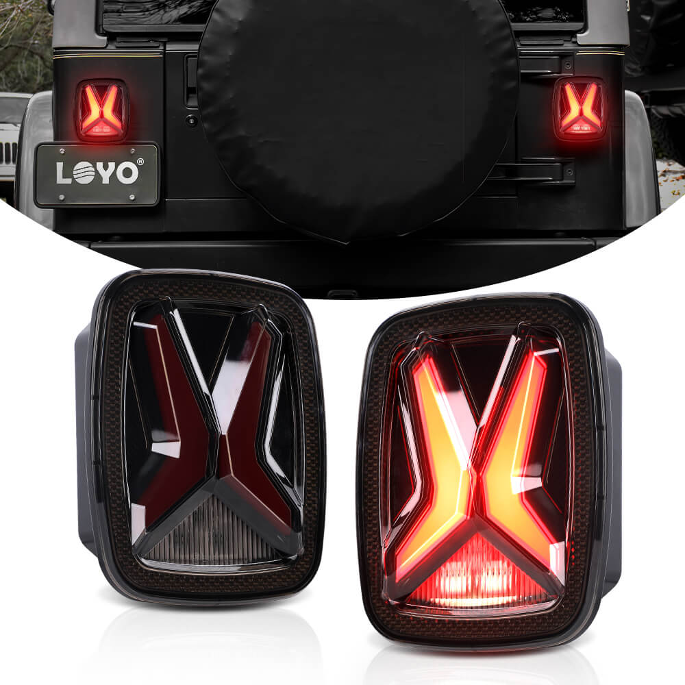 LOYO X-Shaped LED Tail Lights Kit for Jeep Wrangler TJ YJ CJ - DOT Approved - Waterproof & Durable - Perfect for Off-Roading & Night Driving