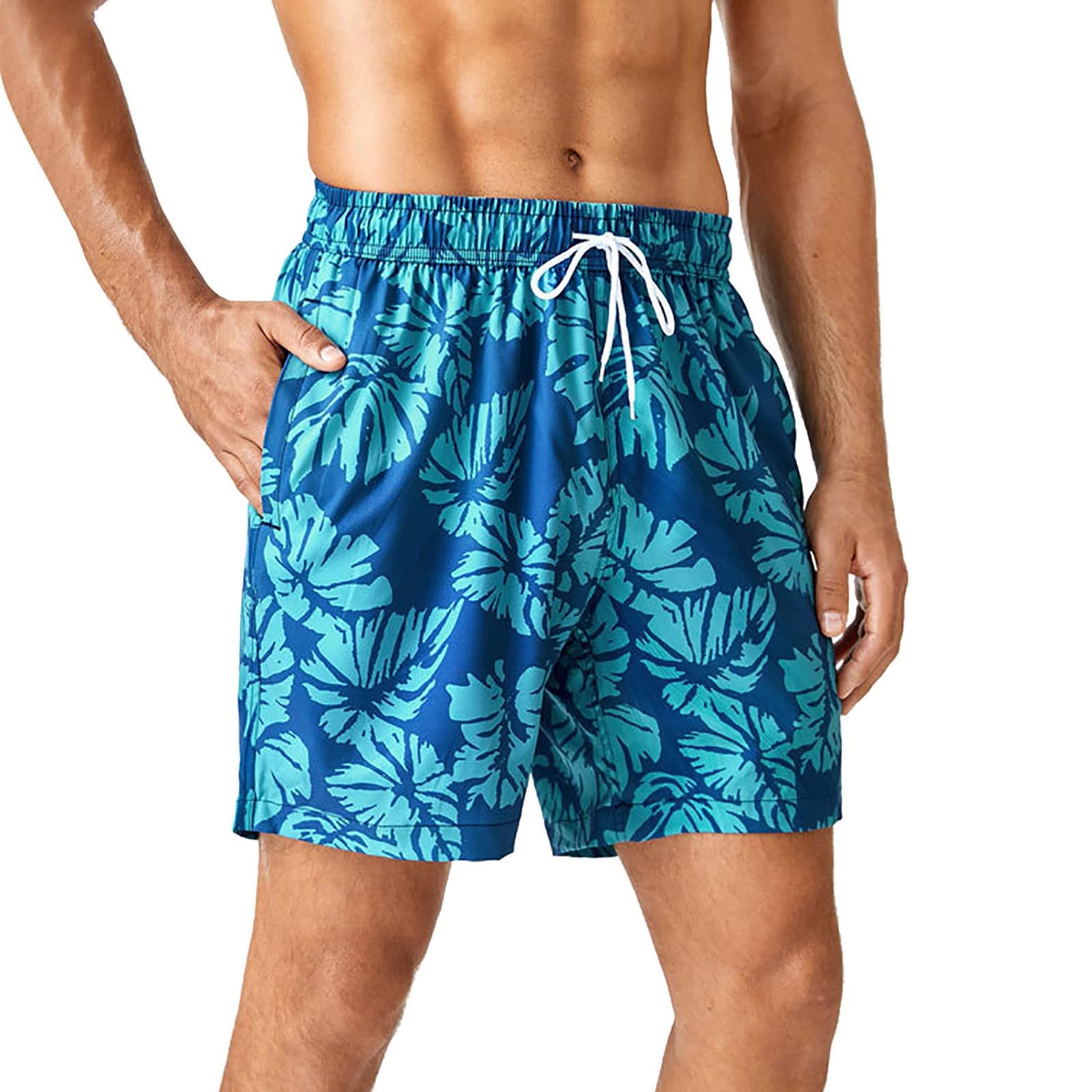 **Men's Quick-Dry Polyester Printed Swim Trunks - 36