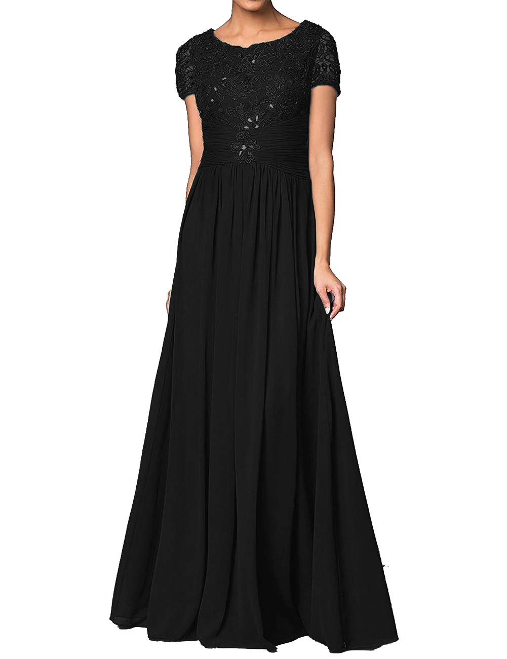 Elegant Mother of The Bride Dresses - Long Formal Evening Gowns with Floral Lace & Beaded Details, Short Sleeve Women's Special Occasion Wear - Perfect for Weddings, Galas & Formal Events