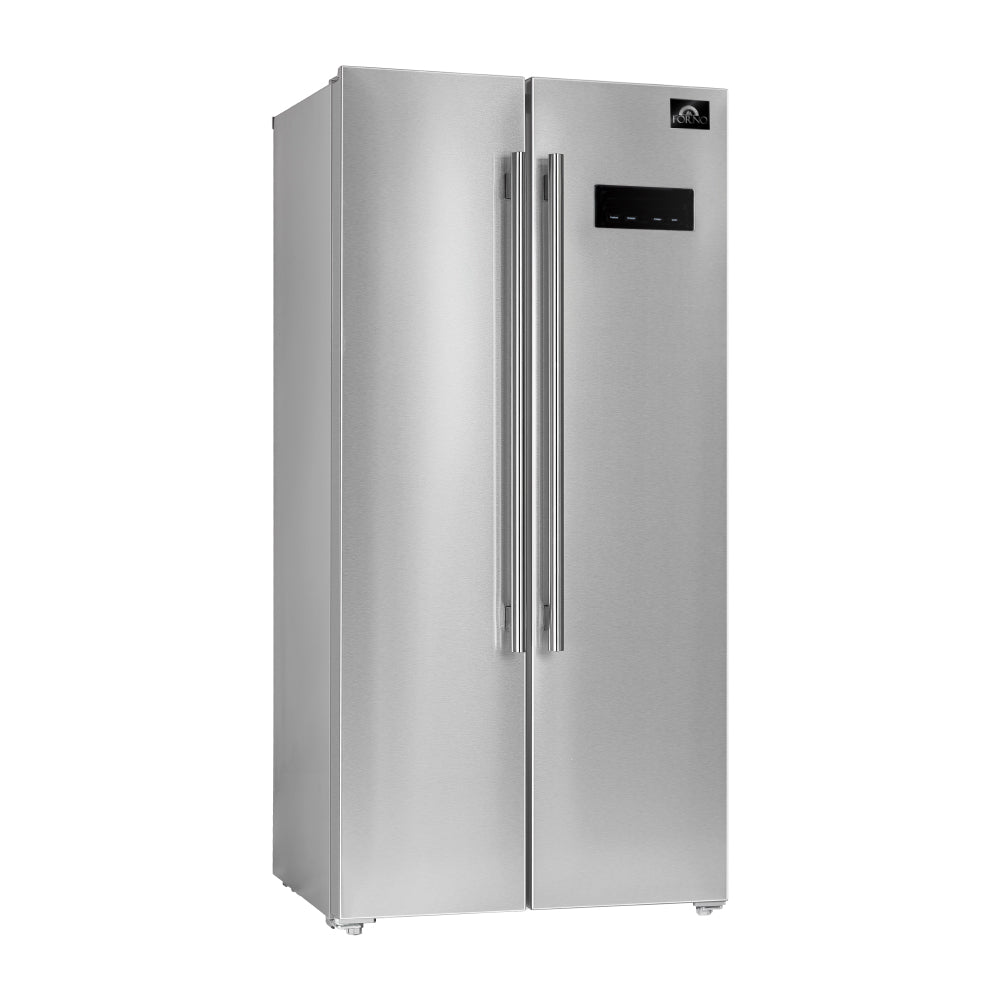 Forno Salerno 33-Inch 15.6 cu. ft. Counter-Depth Side by Side Refrigerator in Stainless Steel - Energy Efficient, Spacious Design for Modern Kitchens (FFRBI1805 33SB) - Perfect for Home, Apartment & Office Use