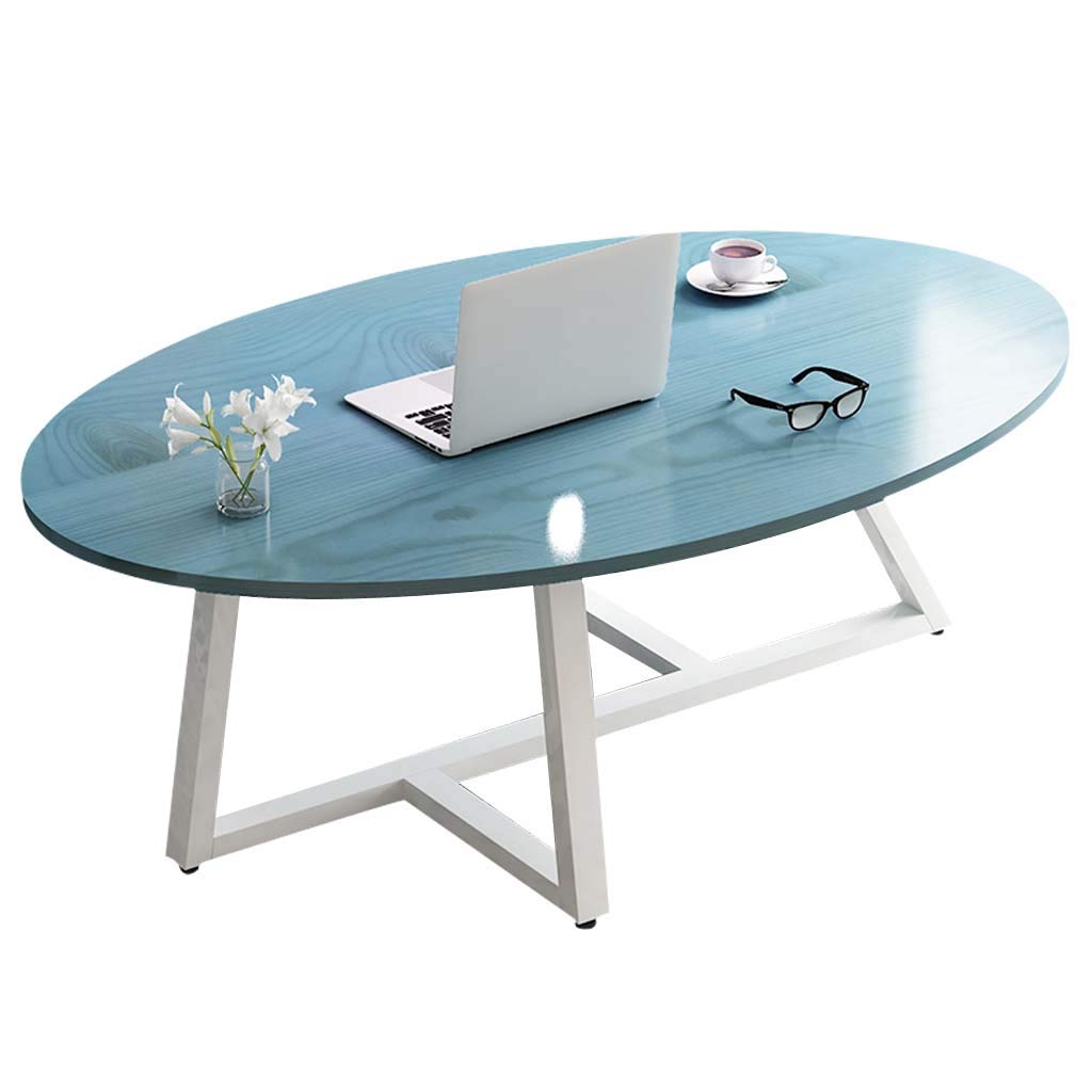 Modern Oval Coffee Table for Living Room - Blue Snack Storage Center Table with Creative Design, Perfect for Lounge, Home Décor & Entertaining Guests