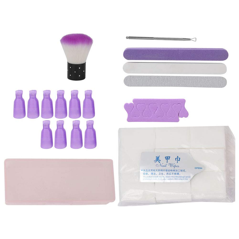 Professional Nail File Set - Sponge Nail File, Nail Dust Brush & Separator with Soak-off Cotton Pads - Gel Manicure Kit for Beginners & Salon Use - Perfect for Home Nail Care & Professional Beauty Services