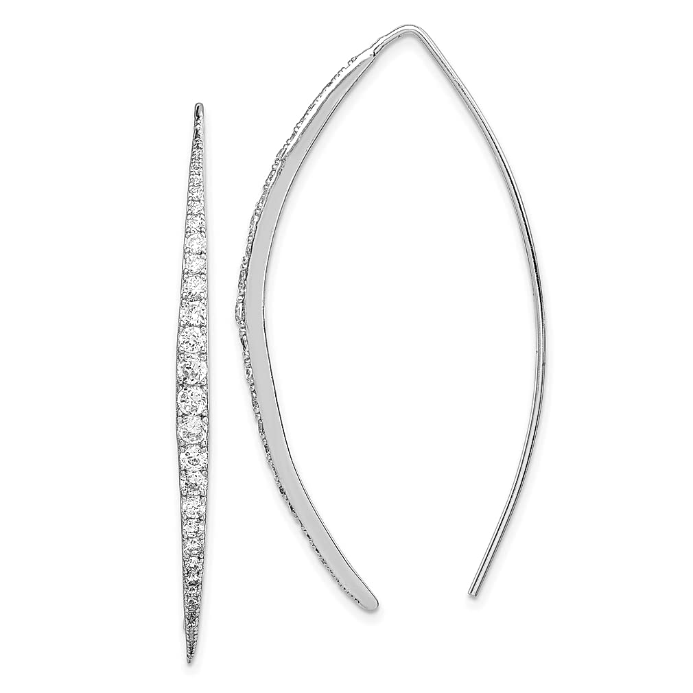 925 Sterling Silver Cubic Zirconia Threader Drop Dangle Earrings for Women | Elegant Fine Jewelry Gift for Her | Perfect for Weddings, Parties & Special Occasions