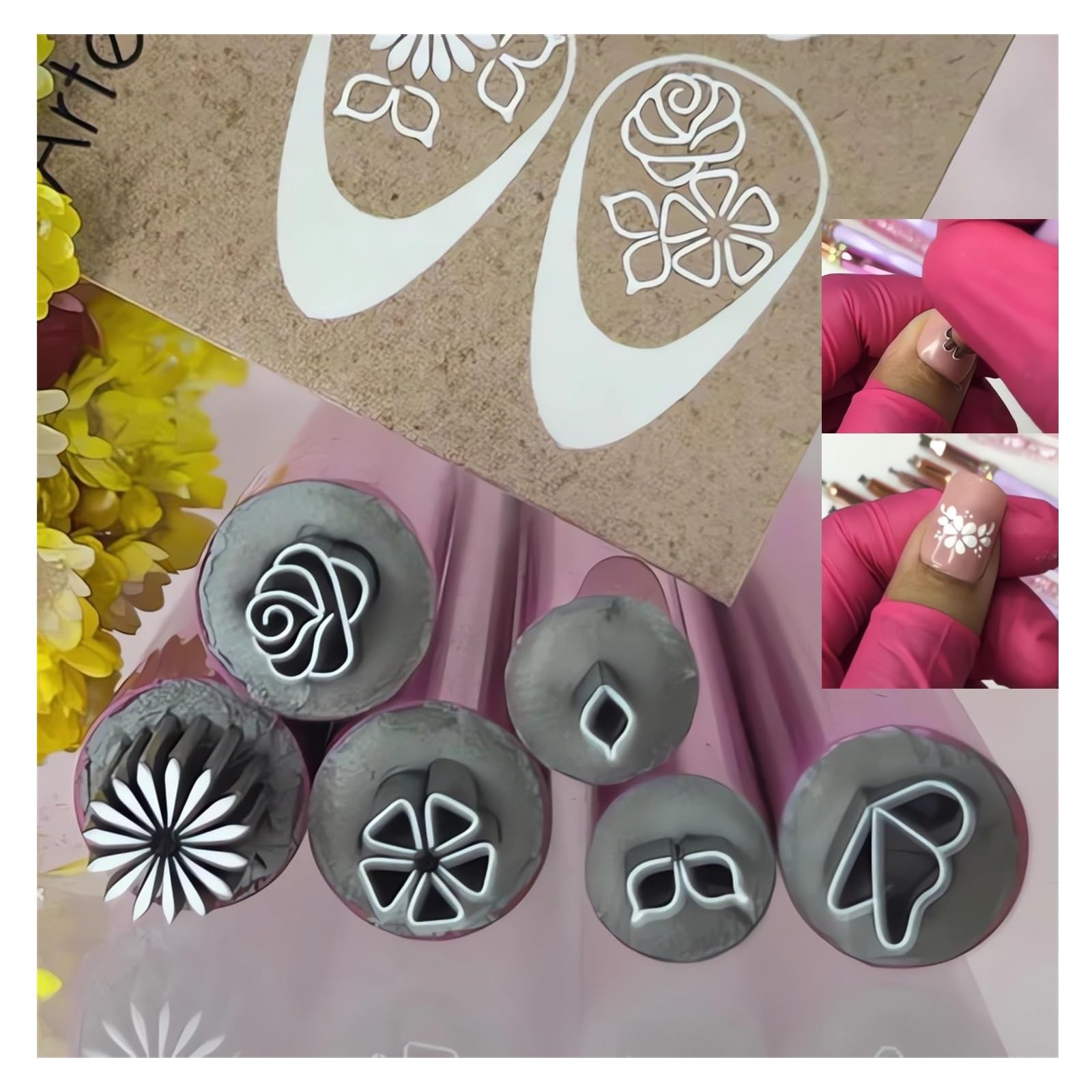 Professional Nail Art Stamp Pen Kit - 6PCS DIY Gel Nail Paint Stamper, Dotting Tools & Stencil Brushes for French Tips & Manicure Decorations | Perfect for Home Salon, Nail Parties & Professional Nail Artists