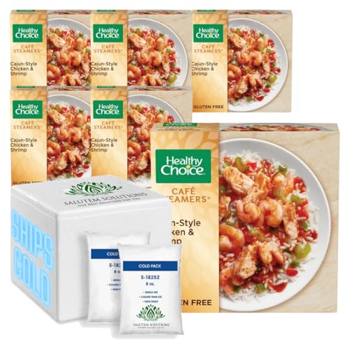 Salutem Vita Healthy Choice Café Steamers Cajun-Style Chicken & Shrimp Frozen Meal - 9.9 oz (Pack of 6) | Quick & Easy Microwave Dinner for Busy Weeknights | Low-Calorie Protein-Packed Meal