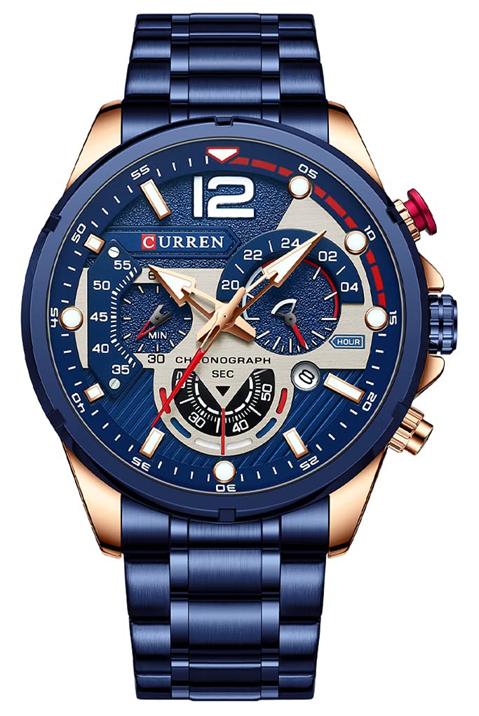 Reginald Men's Sports Quartz Chronograph Watch - Luxury Stainless Steel, Luminous & Waterproof - Perfect for Outdoor Activities, Running & Formal Occasions