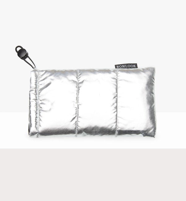 Premium Silver Puffer Pouch - Insulated Cosmetic Bag for Travel & Makeup Storage | Waterproof & Lightweight Organizer for Toiletries, Jewelry & Essentials (Great for Gym, Vacation & Daily Use)