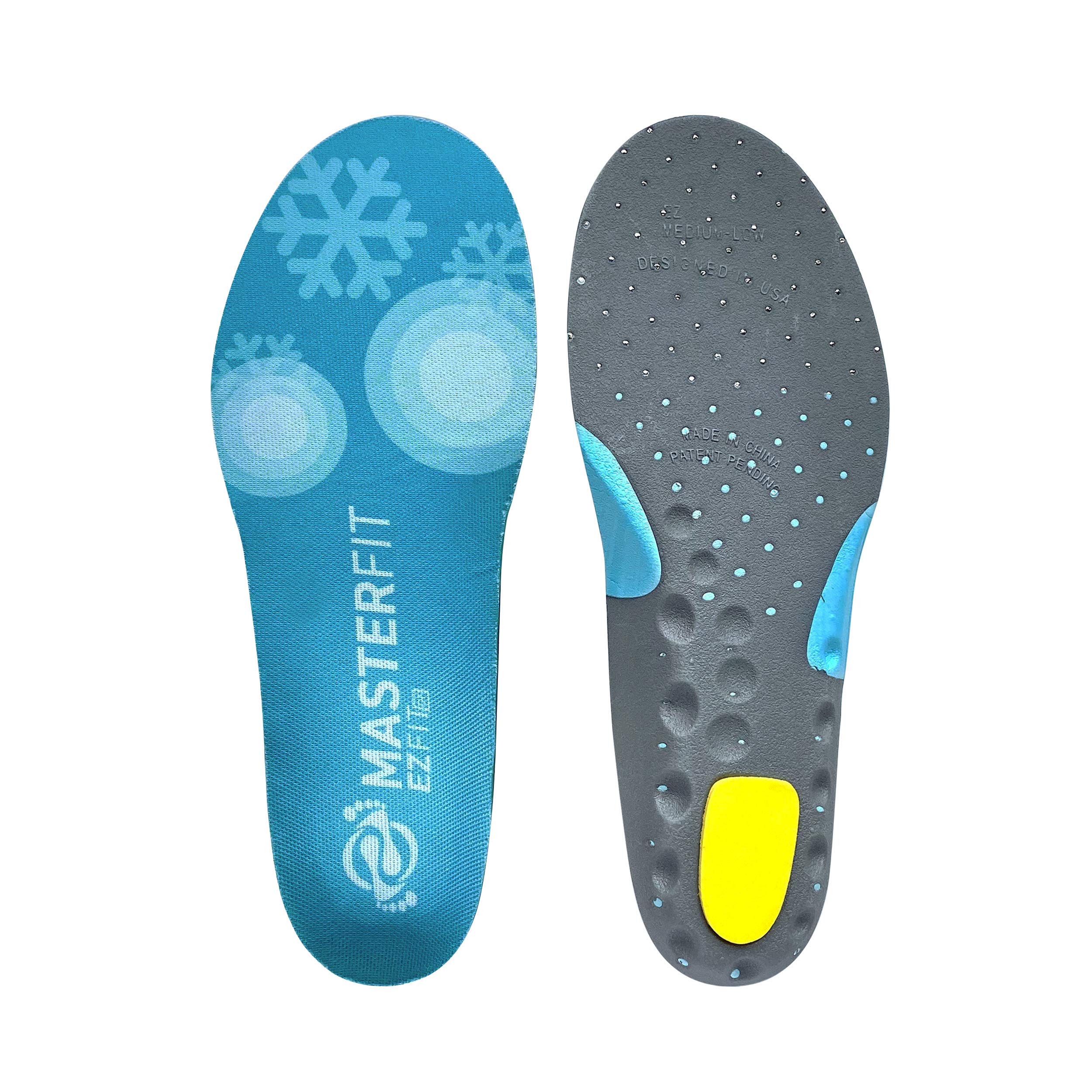 EZFit QF Ski & Snowboard Boot Insoles for Men & Women - Arch Support Insoles for Pain Relief, Heel Support & Reduced Fatigue (Regular/Large) - Perfect for Skiing, Snowboarding & Winter Sports Comfort