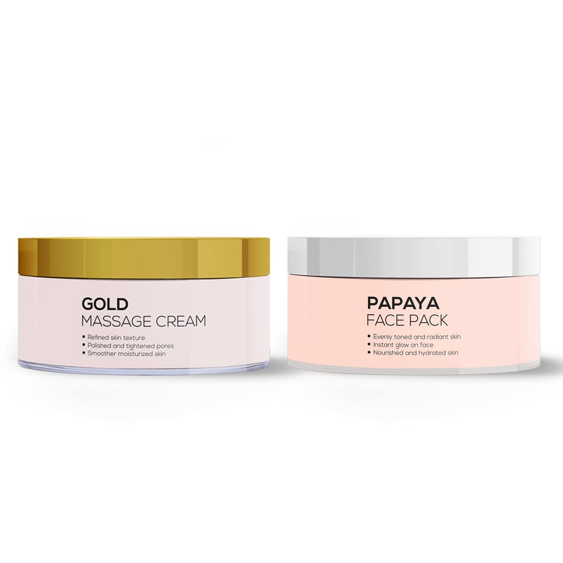 Juvia Essentials Gold Massage Cream 200g & Papaya Face Pack 200g - Anti-Aging Skincare Set for Glowing Skin | Perfect for Spa Day & At-Home Facial Treatments
