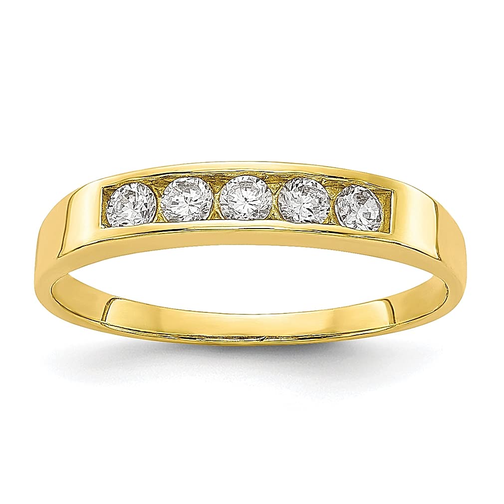 10K Yellow Gold Cubic Zirconia (CZ) Baby Ring - Size 3.00 - Dainty Fine Jewelry for Women & Girls - Perfect Gift for Her - Ideal for Christening, Birthday & Special Occasions