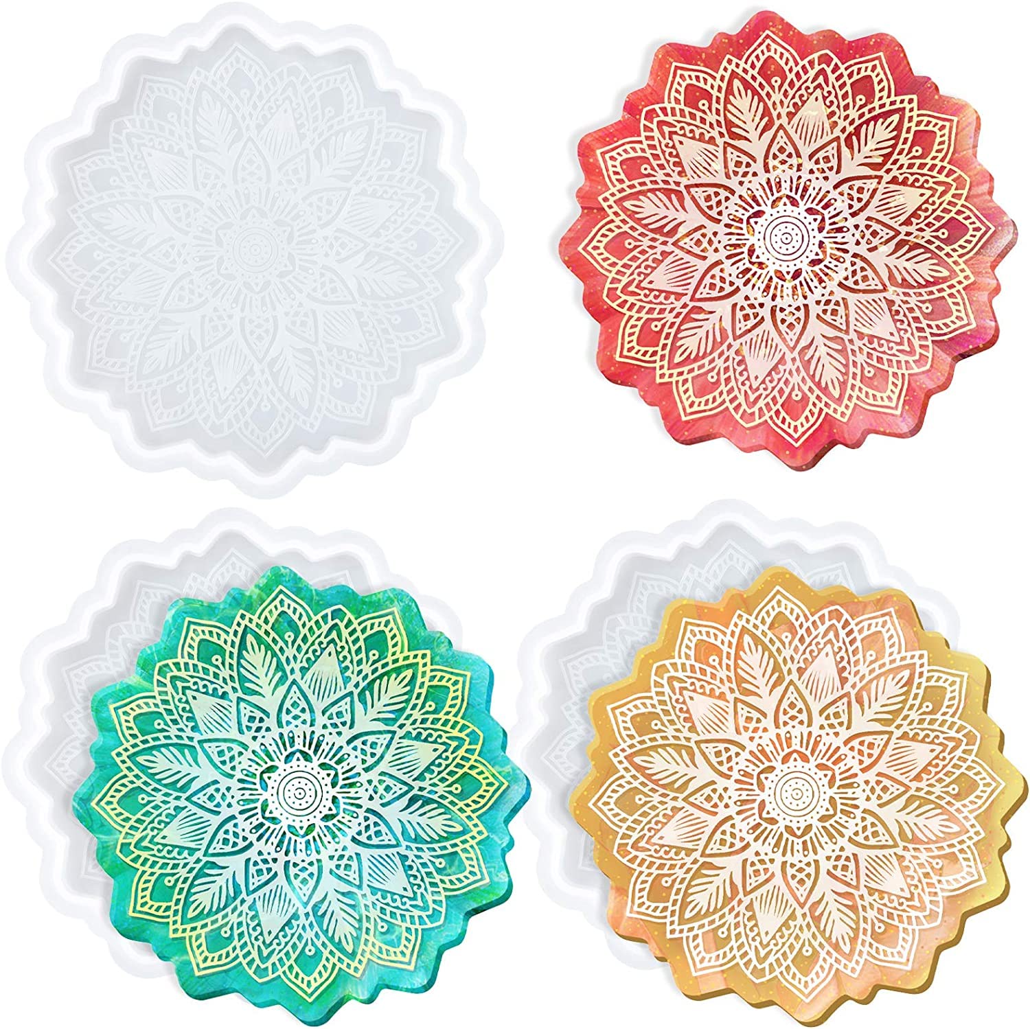 Polaris Fox 1-Pack Silicone Mandala Coaster Mold for Epoxy Resin Art, Jesmonite Casting, DIY Coaster Making – Perfect for Home Decor, Craft Projects & Gift Ideas
