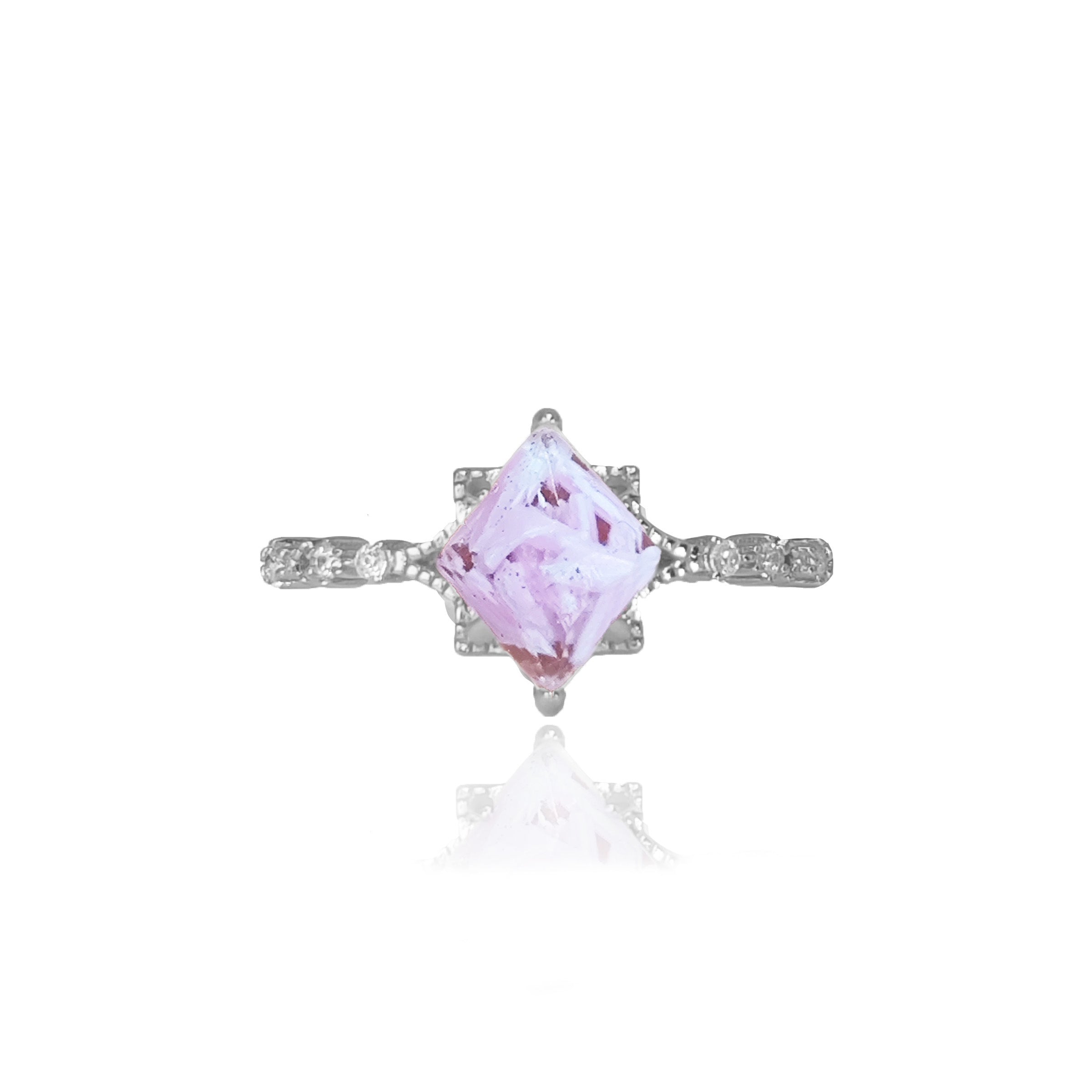 Sterling Silver Diamond Shaped Ashes Ring DIY Kit - Memorial Jewelry for Loved Ones - Perfect for Cremation Keepsake, Remembrance Gifts & Personalized Memorial Jewelry