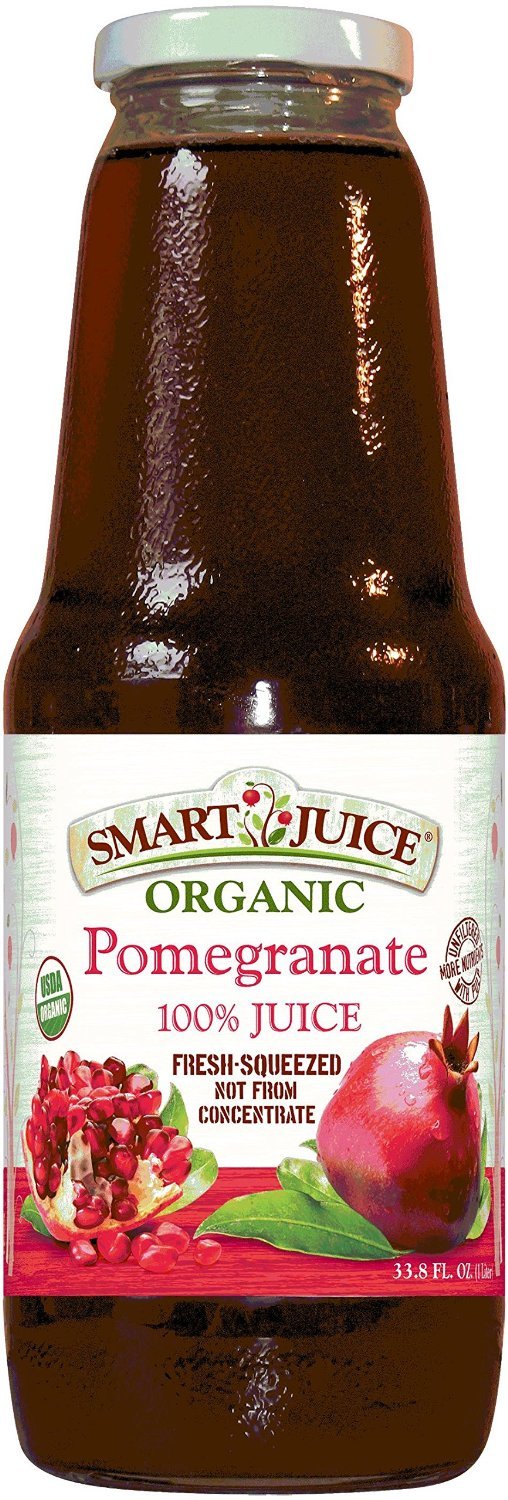 Organic Pomegranate Juice 100% Pure - Smart Juice 33.8 Oz (1 Liter) - Antioxidant Rich, No Sugar Added - Perfect for Breakfast, Smoothies & Healthy Lifestyle