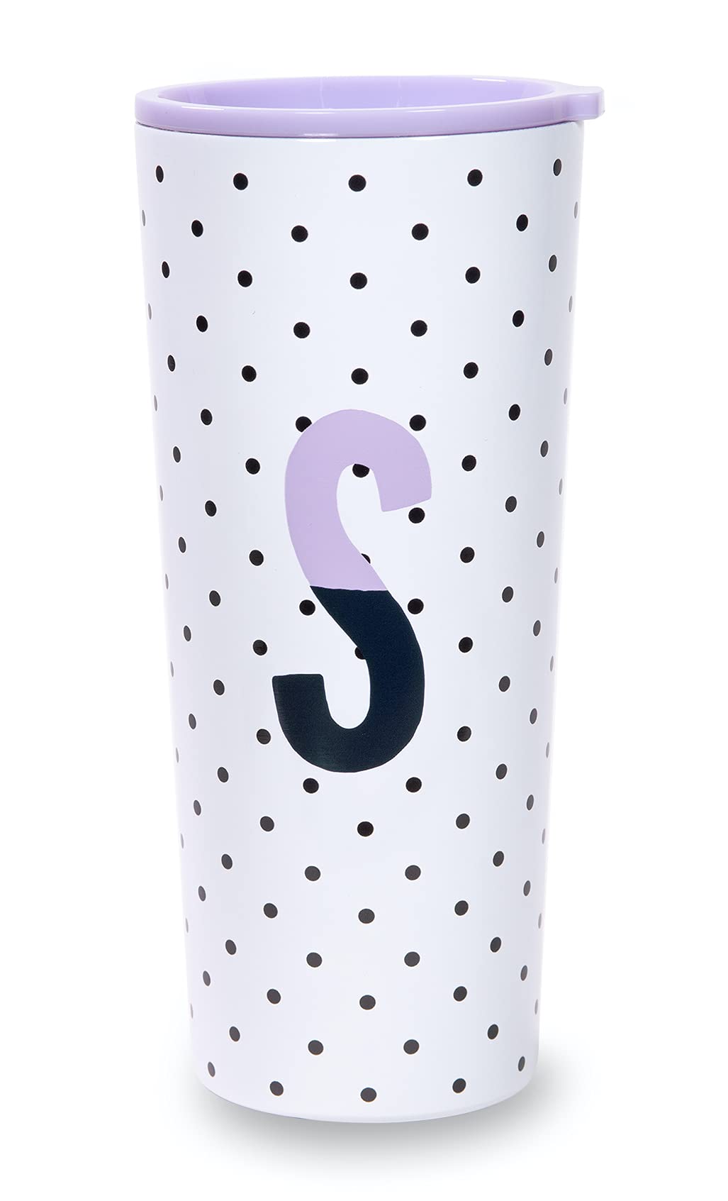 Kate Spade New York 24oz Stainless Steel Travel Mug - Double Wall Insulated Tumbler with Lid, Initial Monogram (Purple) - Perfect for Coffee, Tea & On-the-Go Hydration