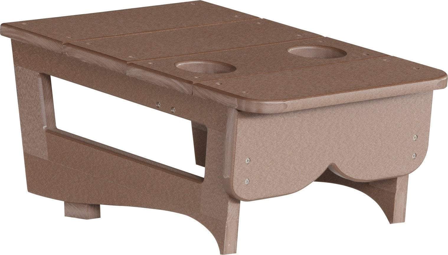 LuxCraft Chestnut Brown Recycled Plastic Coffee Table with Built-in Cup Holder - Eco-Friendly Living Room Furniture for Home & Office Use