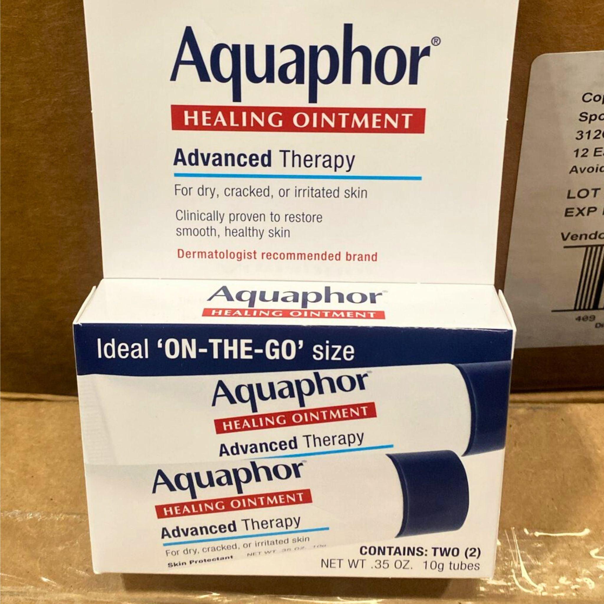 Aquaphor Healing Ointment Advanced Therapy - 2 Pack 0.35 oz Tubes (96 Pcs Lot) | Skin Repair for Dry, Cracked Hands & Lips | Perfect for Winter Care, Eczema Relief & First Aid Kits