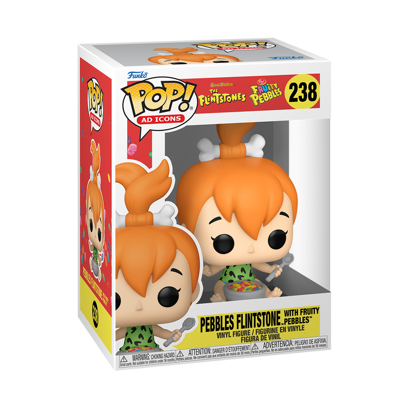 Funko Pop Ad Icons #238 Pebbles Flintstone with Fruity Pebbles - Limited Edition Collectible Vinyl Figure with Protector Case - Perfect for Pop Culture Fans, Toy Collectors, and Home Decor Display
