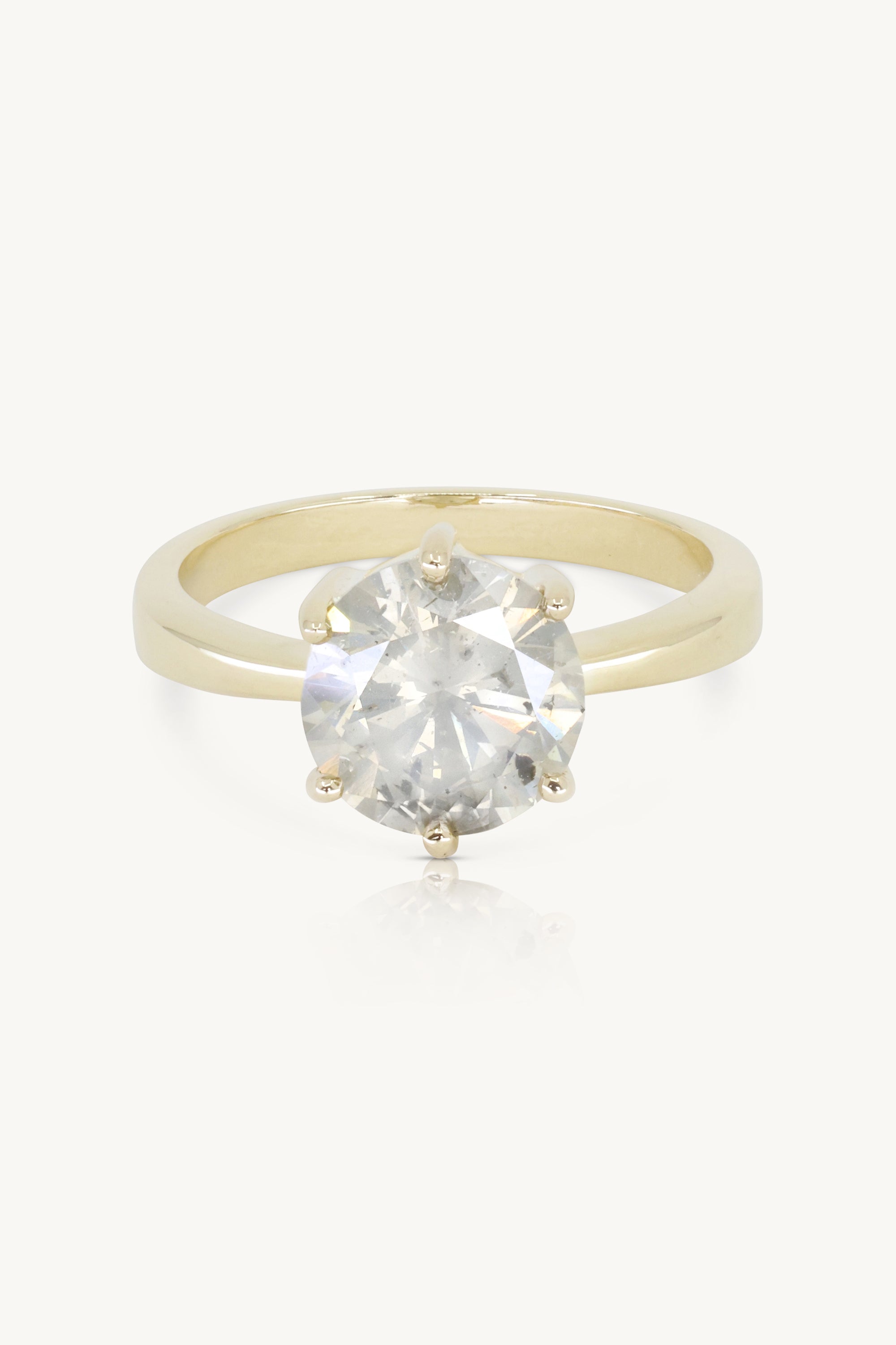 14K Yellow Gold Galaxy Solitaire Ring - Dainty Minimalist Stackable Band for Women - Perfect for Everyday Wear, Anniversary Gifts & Special Occasions