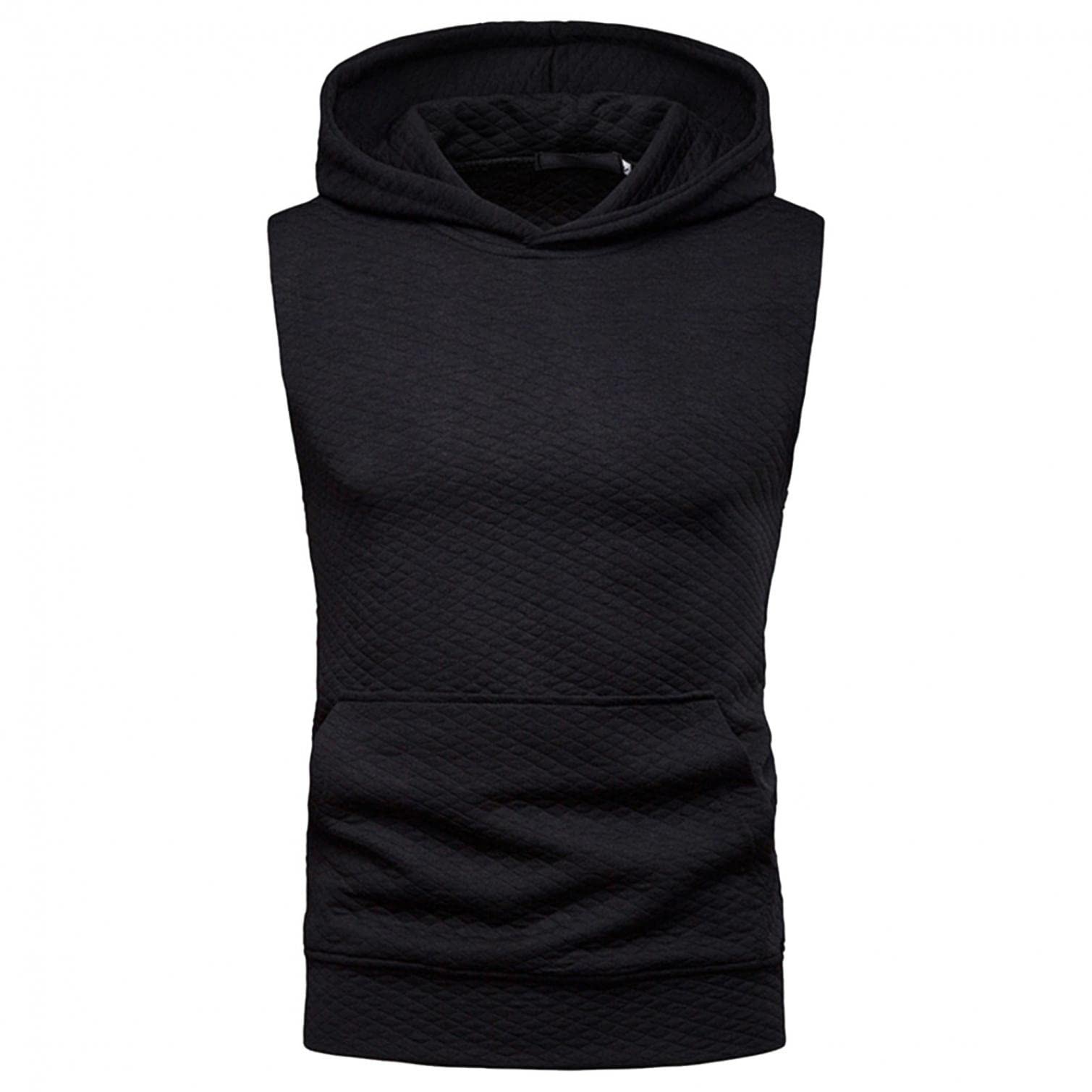 Big and Tall Men's Sleeveless Popover Hoodie - Gym Workout & Bodybuilding Tank Top with Waffle Texture | Perfect for Training, Running & Summer Outdoor Activities