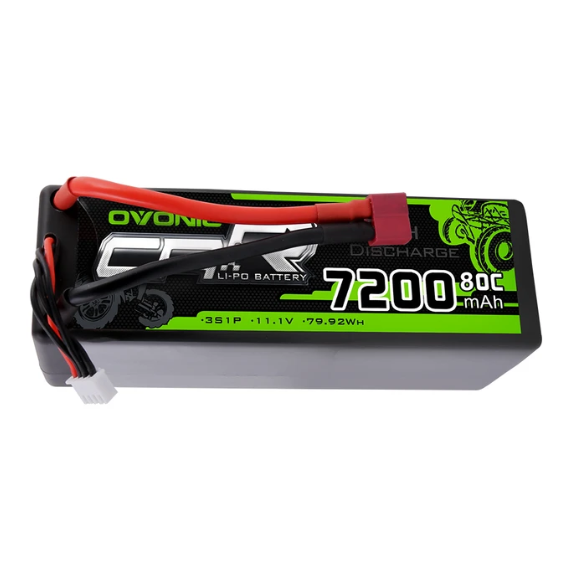 OVONIC 7200mAh 11.1V 3S 80C Lipo Battery Pack with Deans Plug - High Power Rechargeable RC Battery for RC Cars, Trucks, Drones, Airsoft & Hobby Vehicles - Perfect for Racing, Off-Roading & Remote Control Toys