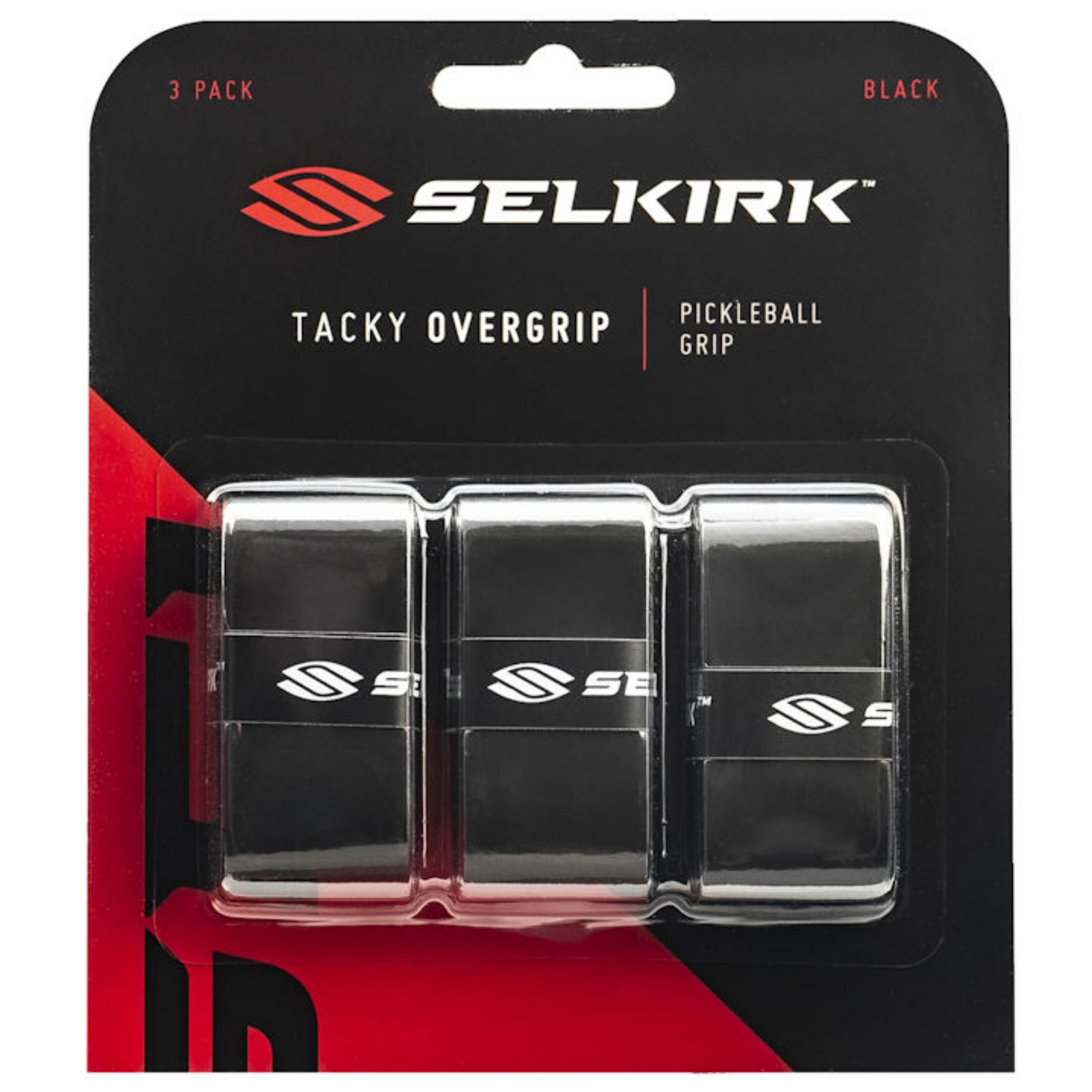 Selkirk Tacky Overgrip (3 Pack) - Black | Premium Tennis & Pickleball Grip Tape for Enhanced Control & Sweat Absorption | Perfect for Competitive Play & Training Sessions