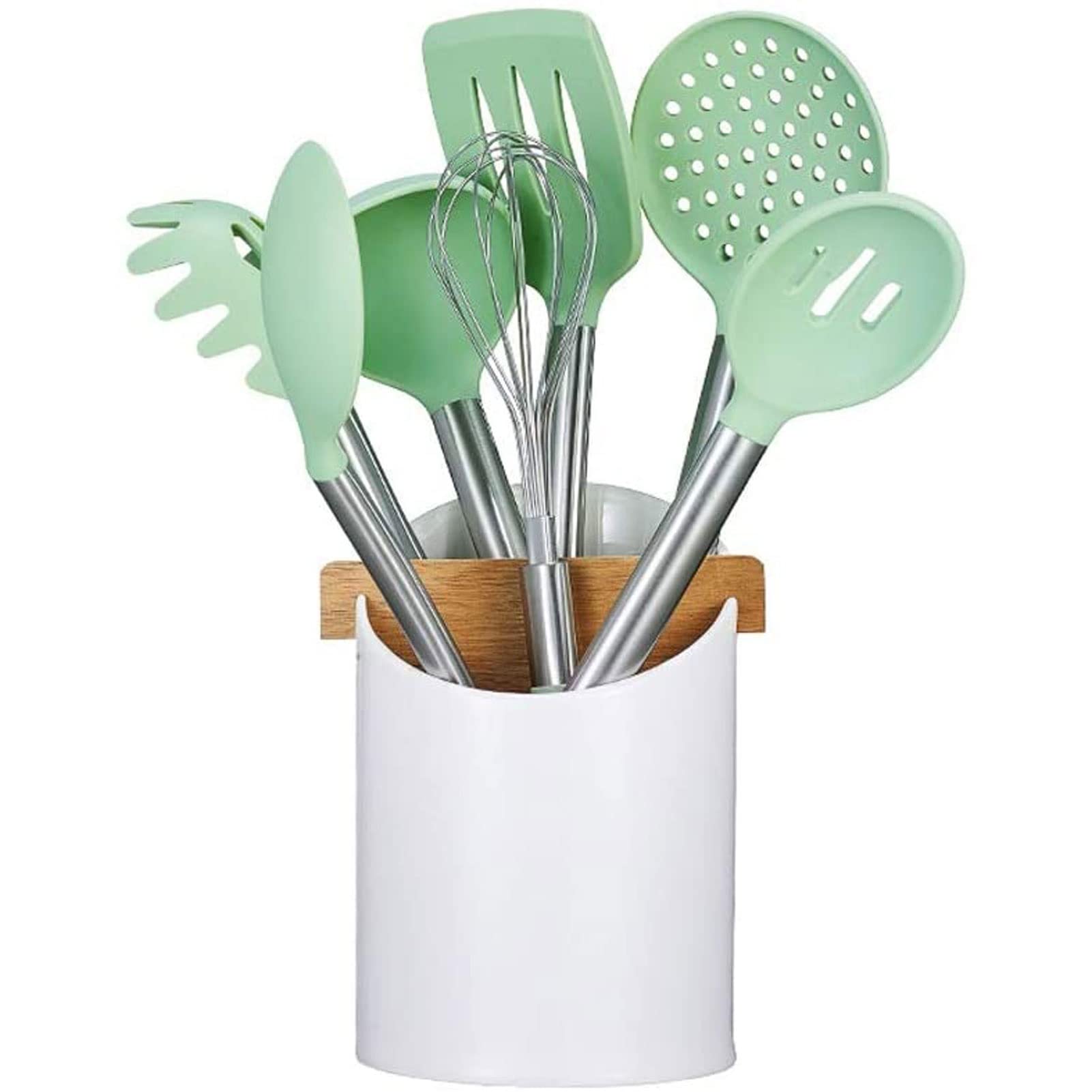 Silicone Cooking Utensil Set - 8-Piece Non-Stick Kitchen Tools with Stainless Steel Handles for Baking, Frying, and Everyday Cooking