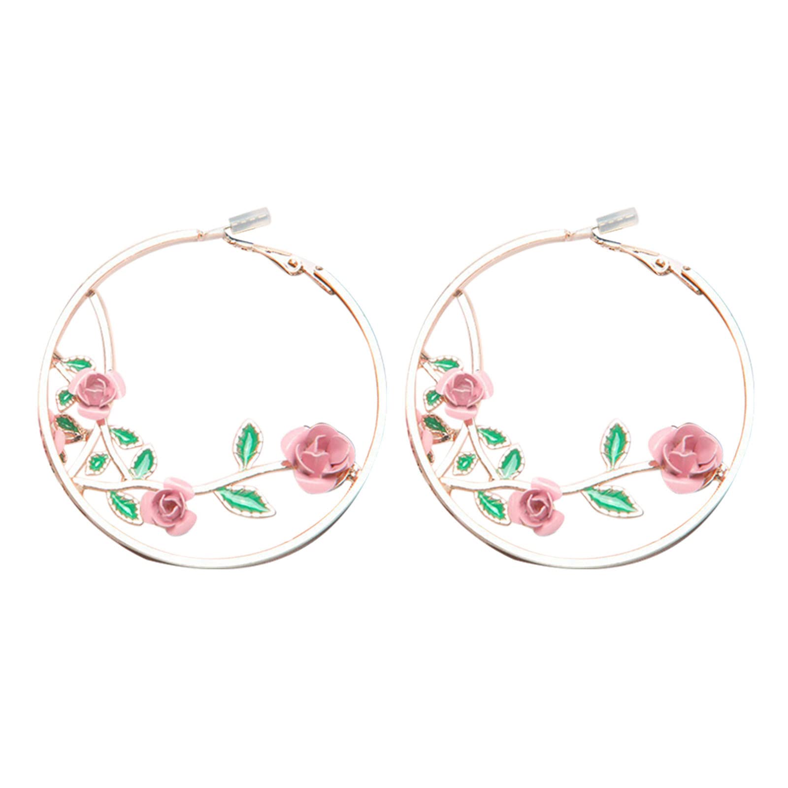 Kiosan Large Round Rose-Shaped Fashion Earrings for Women - Trendy Exaggerated Statement Earrings in Rose Gold (One Size) | Perfect for Parties, Weddings & Everyday Wear