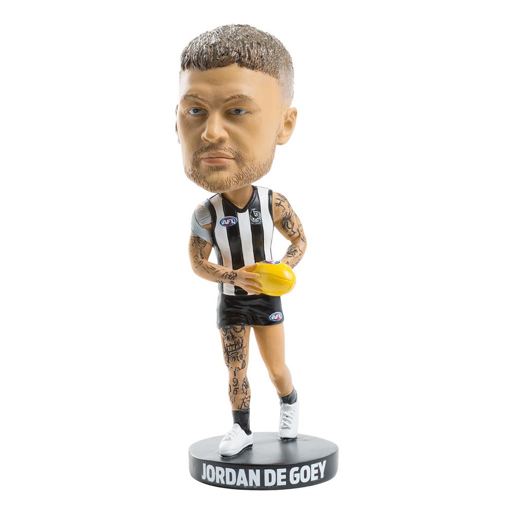 AFL Collingwood Magpies Jordan De Goey Bobblehead - Official AFL Collectible for Fans, Home & Office Decor, Sports Memorabilia Gift for Football Enthusiasts