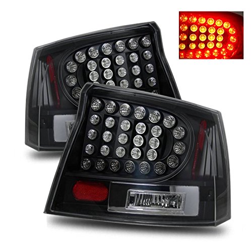 Black LED Tail Lights Assembly Set for Dodge Charger - Pair (Left Driver & Right Passenger Side) - High Performance Replacement Lights for Night Driving & Enhanced Safety