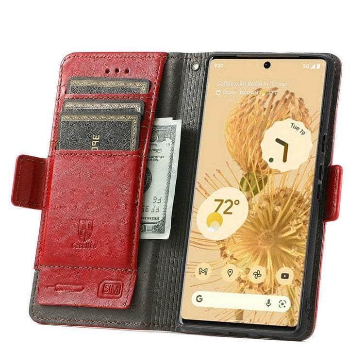 Google Pixel 6 Pro Luxury Leather Wallet Case with RFID Blocking - Slim Protective Phone Cover for Business Professionals & Travelers
