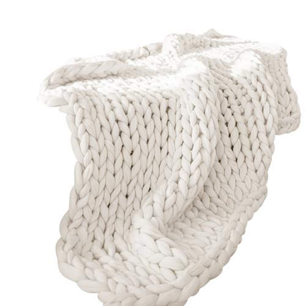 Premium Chunky Knit Blanket - Large 60x71in (150x180cm) Handmade Soft Throw Blanket for Bed, Sofa & Chair - Lightweight, Machine Washable - Home Decor & Cozy Gift (White) - Perfect for Living Room, Bedroom & Winter Snuggling