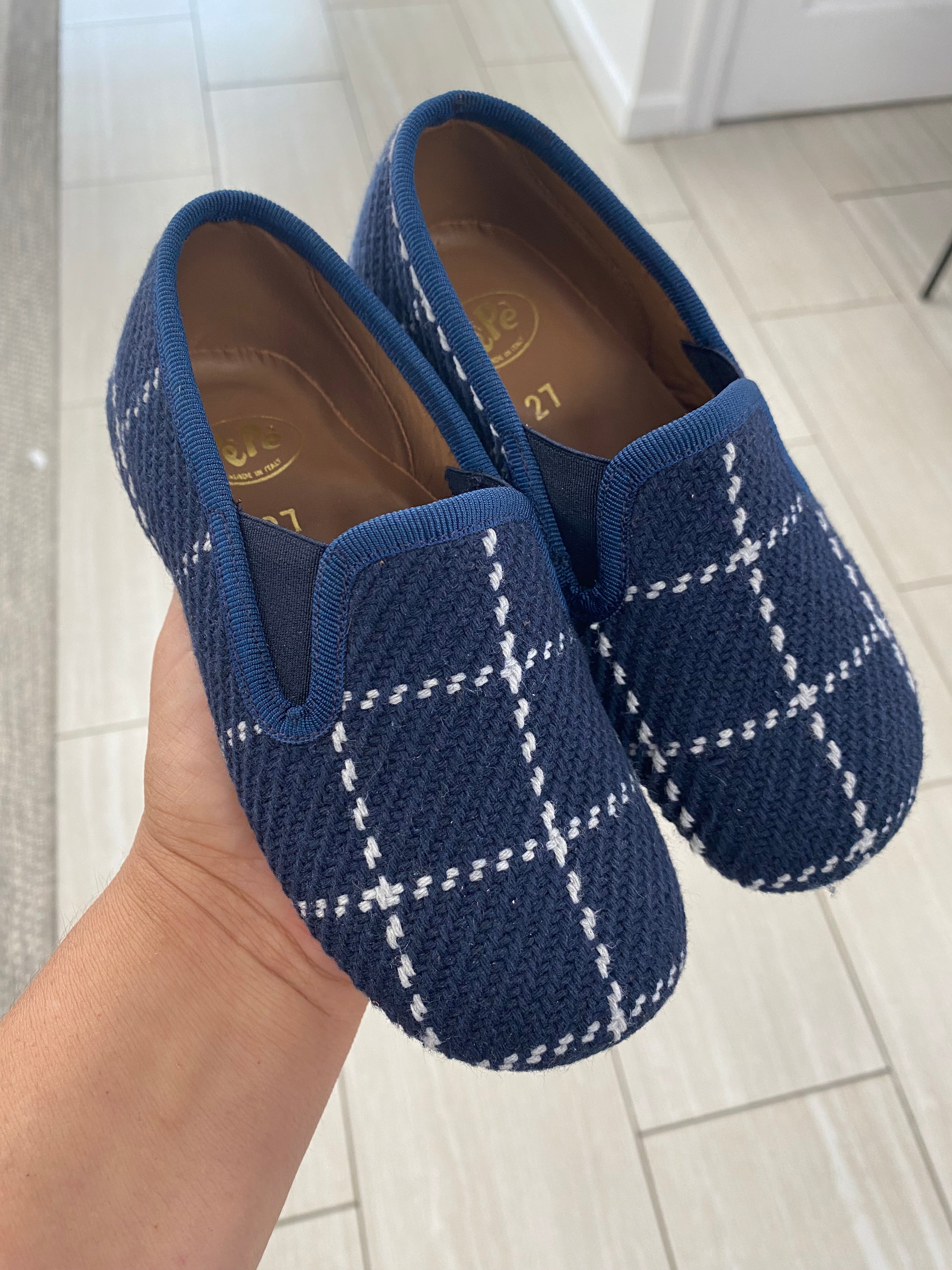 Pepe Navy Plaid Slipper Loafers for Men - Comfortable House Shoes with Non-Slip Sole - Perfect for Indoor, Lounge & Casual Wear