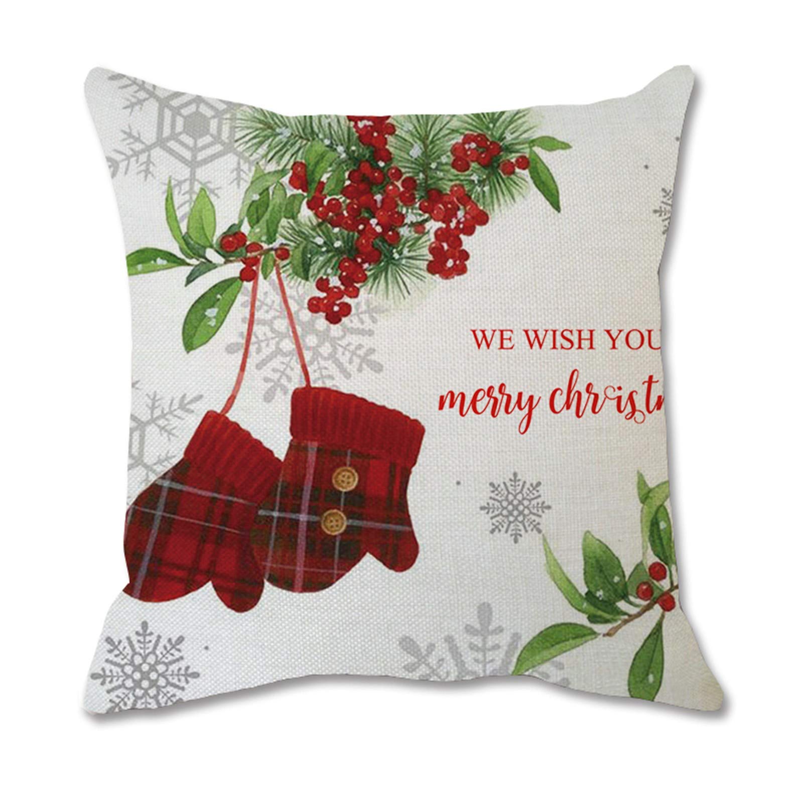 Bamboo Pillow Cover 18x18 Inch - Soft Christmas Decorative Throw Pillow Case for Sofa, Bed & Home Decor - Printed Dyeing Cushion Cover for Holiday, Living Room & Gift Giving