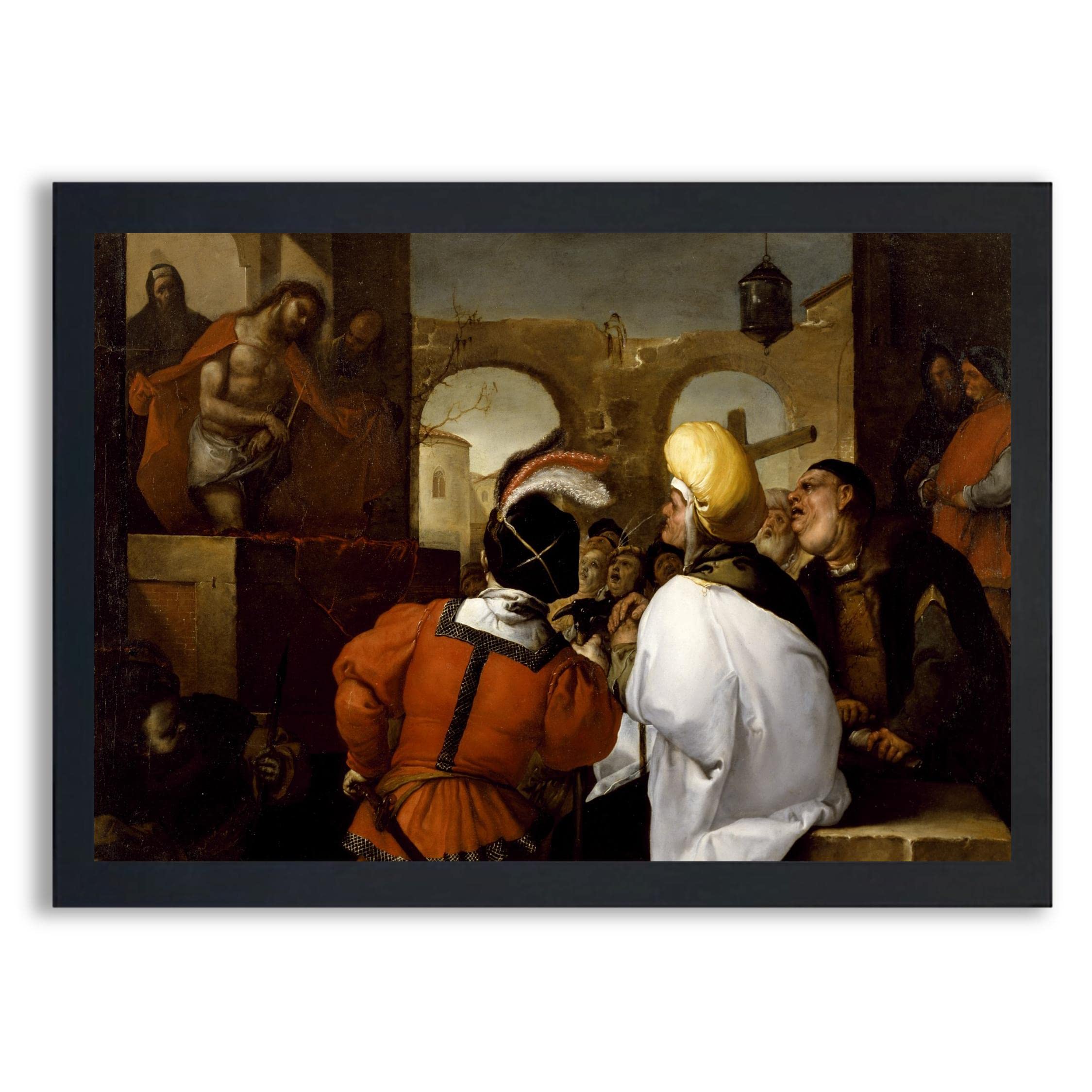 ECCE Homo by Luca Giordano - Framed Canvas Wall Art, Fine Art Reproduction Painting in Wood Frame | Home & Office Decor for Bedroom, Living Room | Perfect Gift for Art Lovers | Enhance Your Wall Decor with Classic Renaissance Art